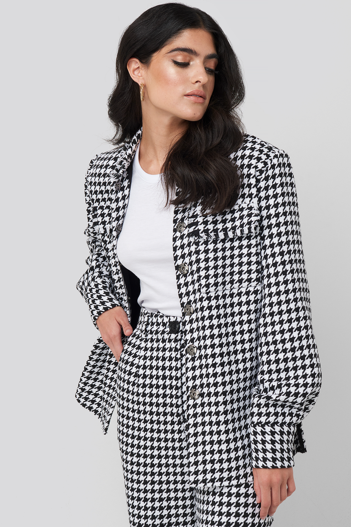 Big Dogtooth Pocket Jacket Black/White