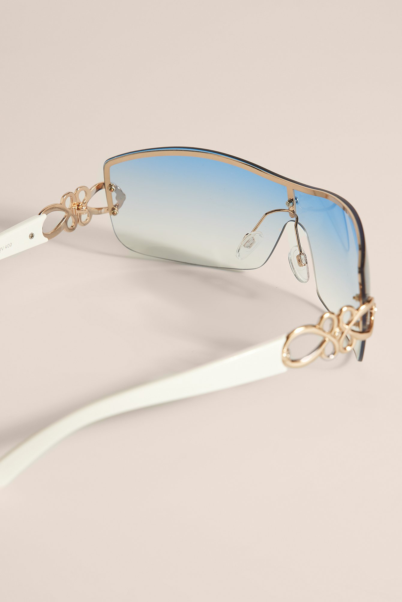 Blue Big Frameless Detail Sunglasses