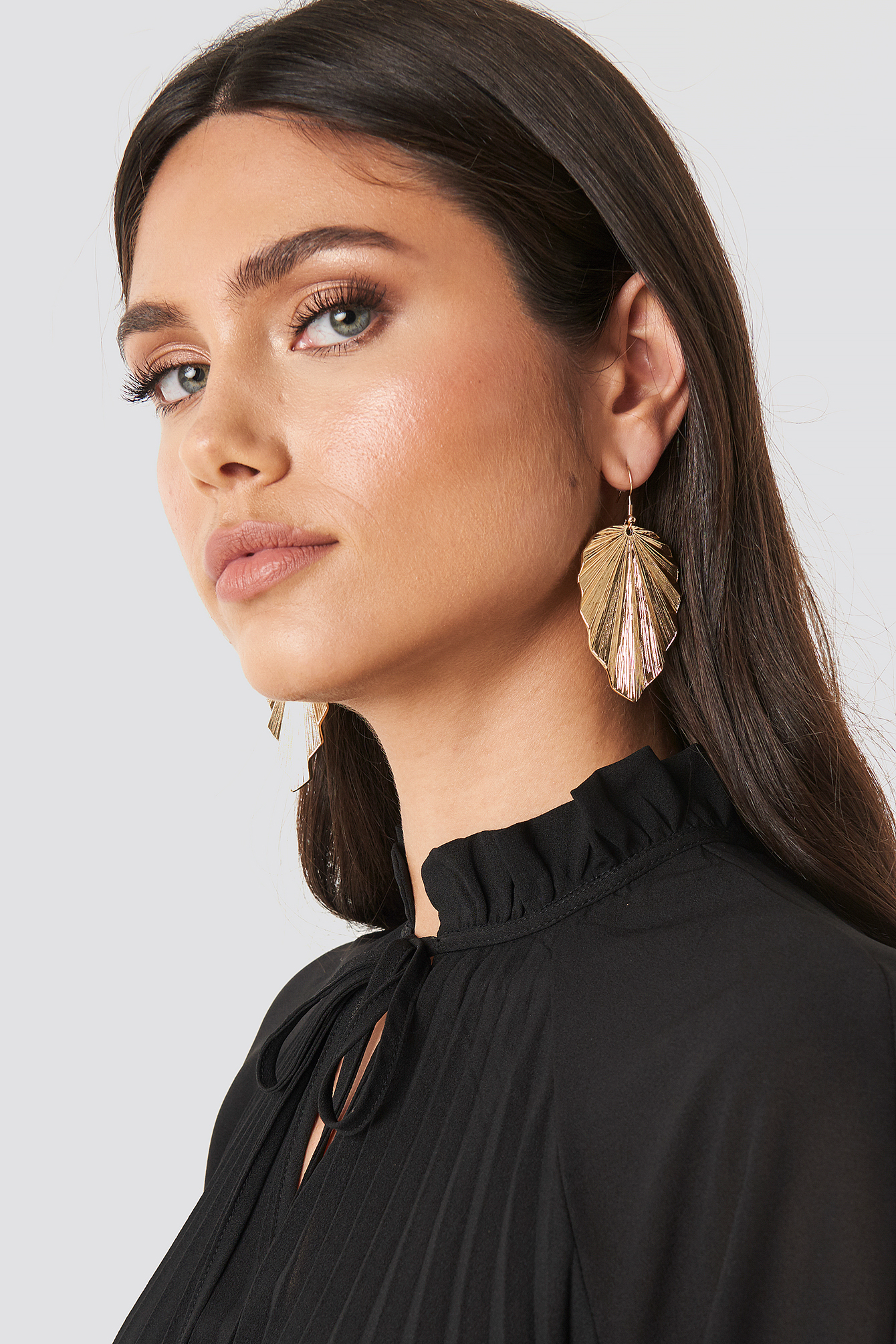 Big Leaf Drop Earrings Gold