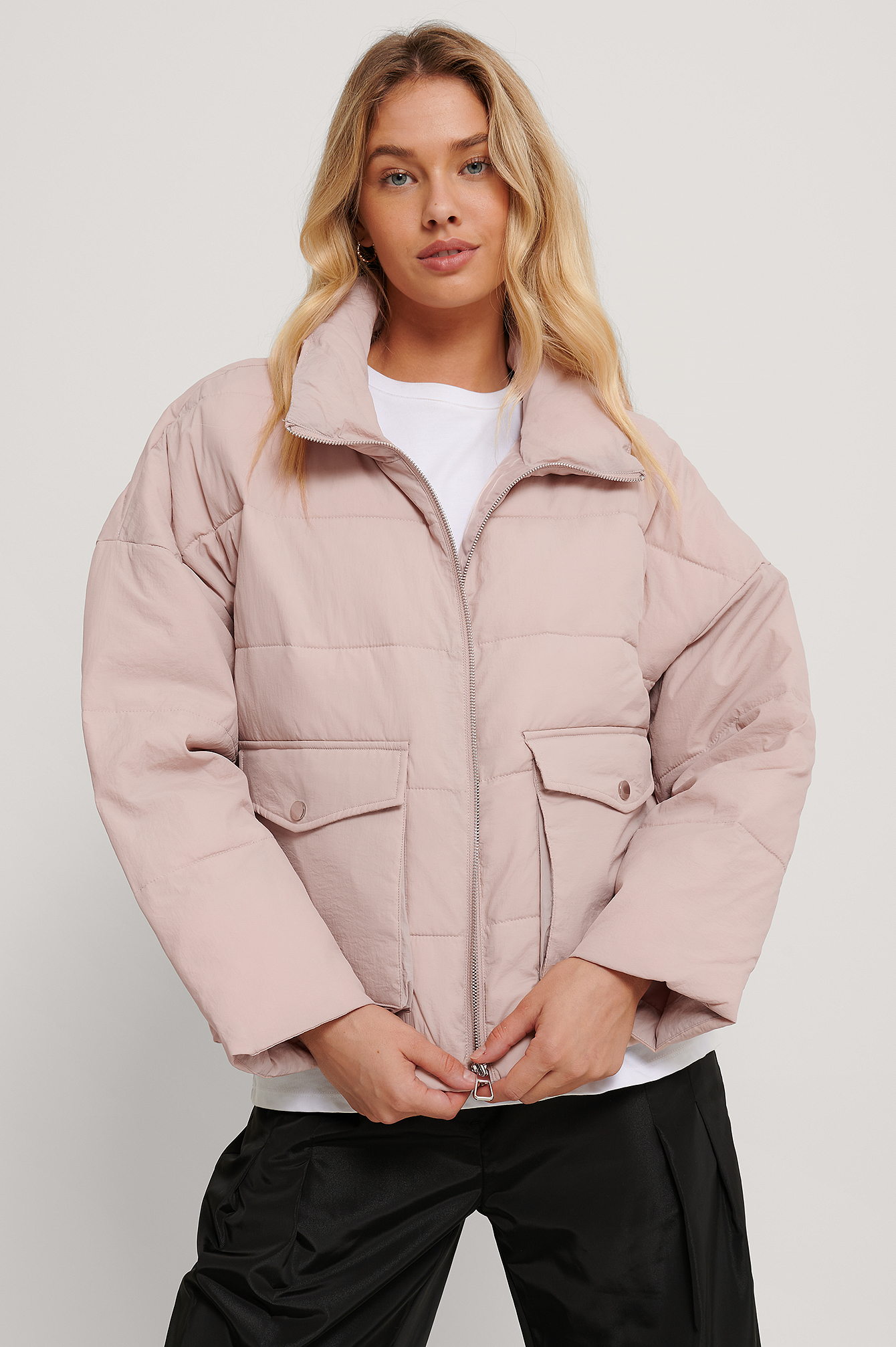 Big Pocket Padded Short Jacket Pink 