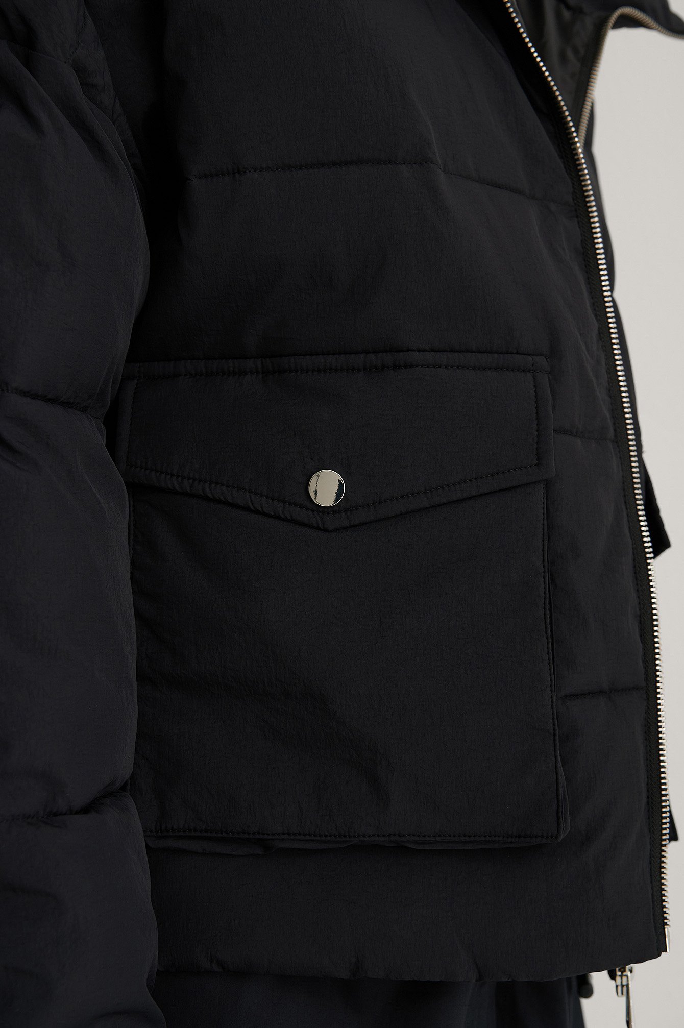 Black Big Pocket Padded Short Jacket