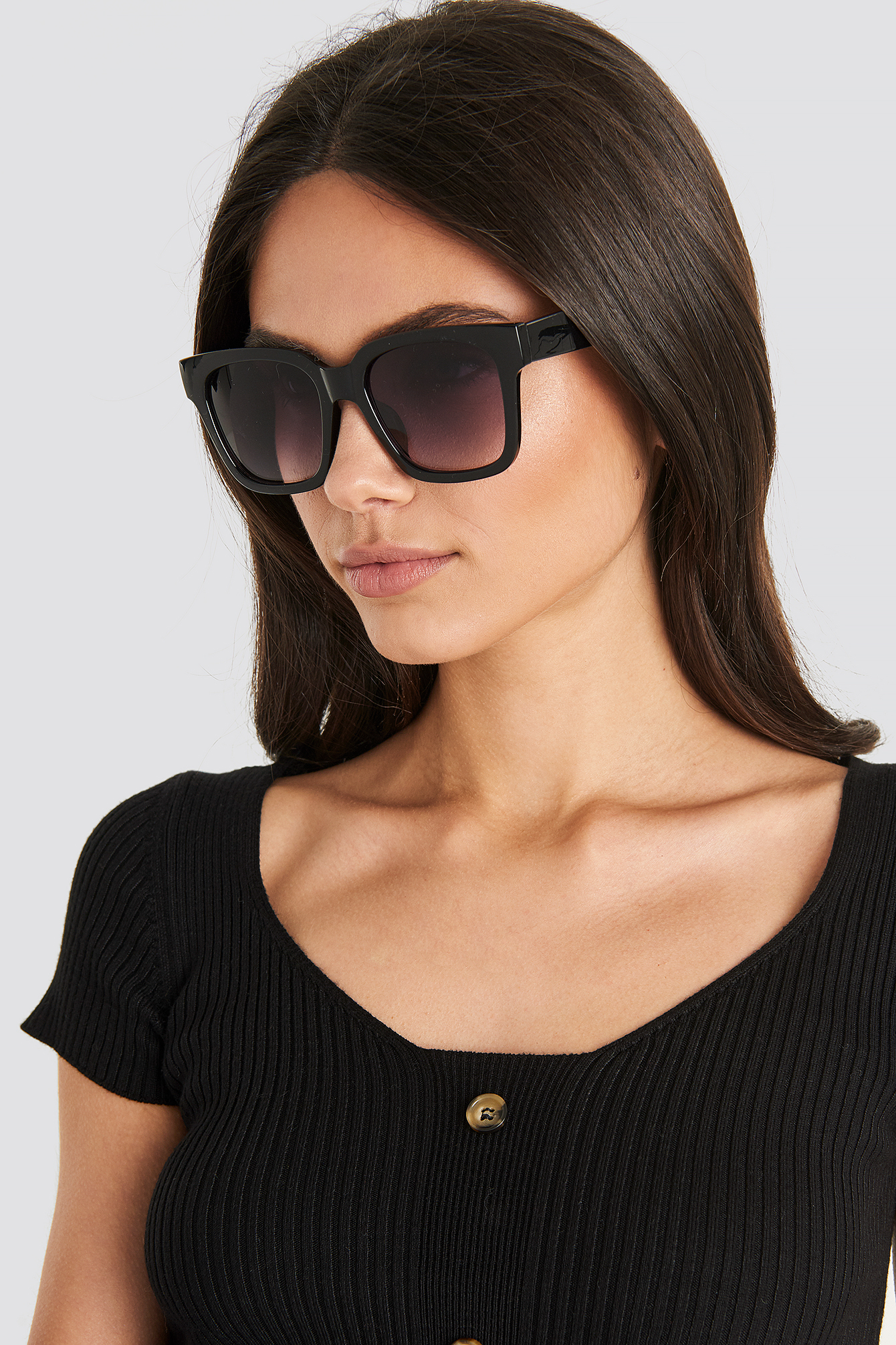 Big Rounded Edge Sunglasses Black