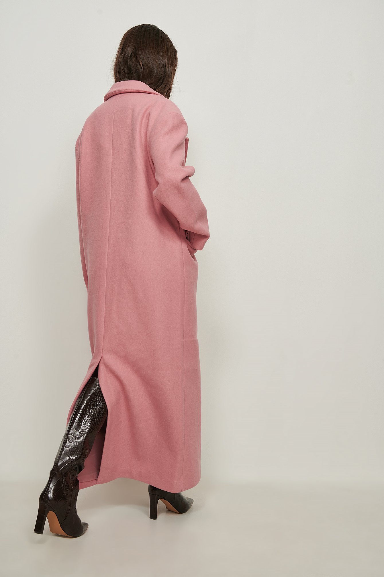 Pink Big Shoulders Oversized Wool Blend Coat