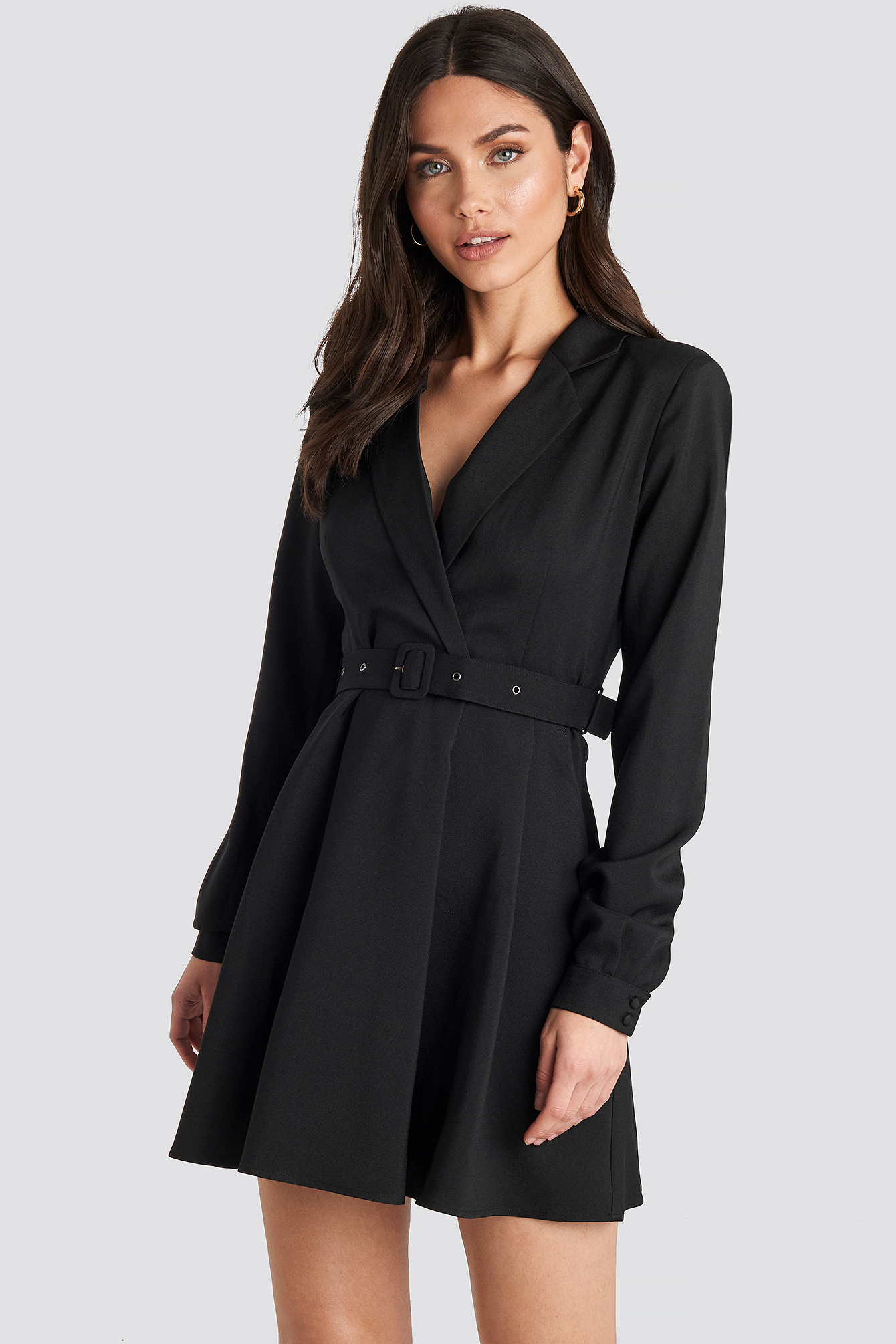 Blazer Belted Mini Dress Black