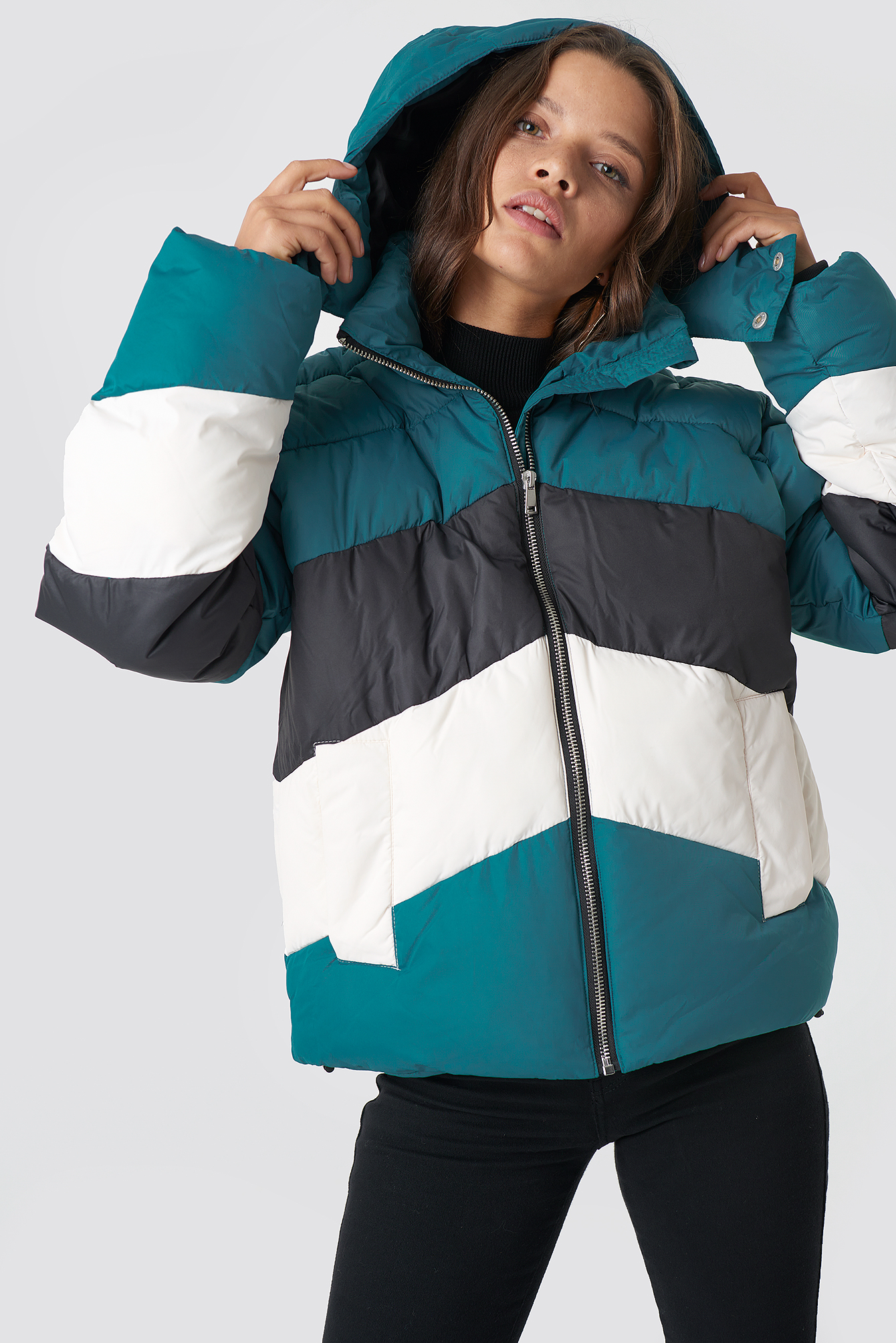 Block Padded Jacket Black/Petrol