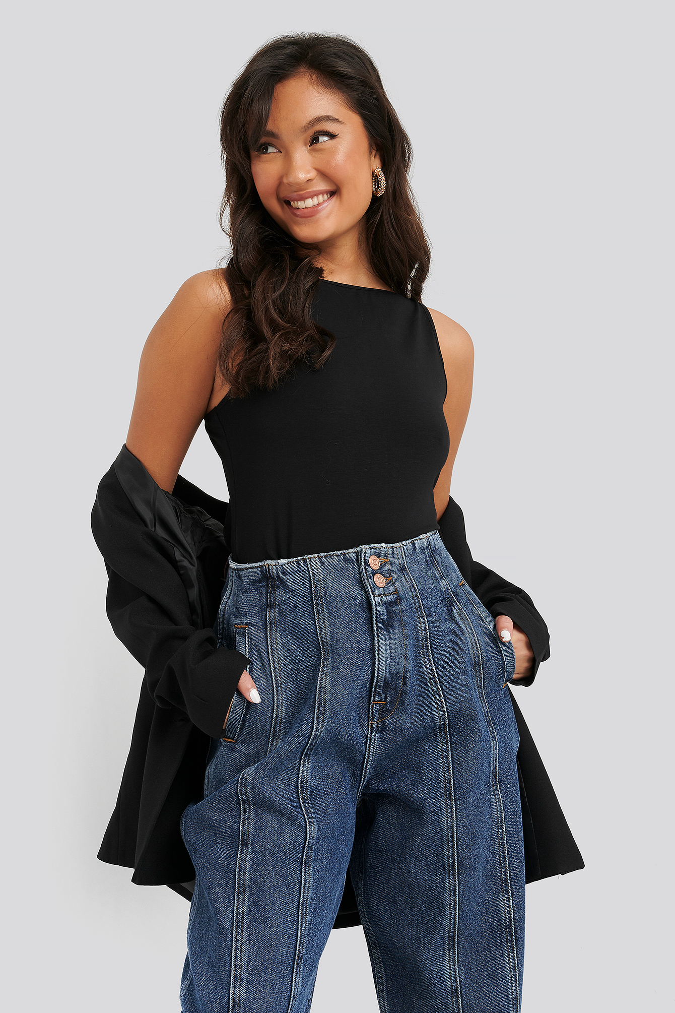Boat Neck Top Deep Black