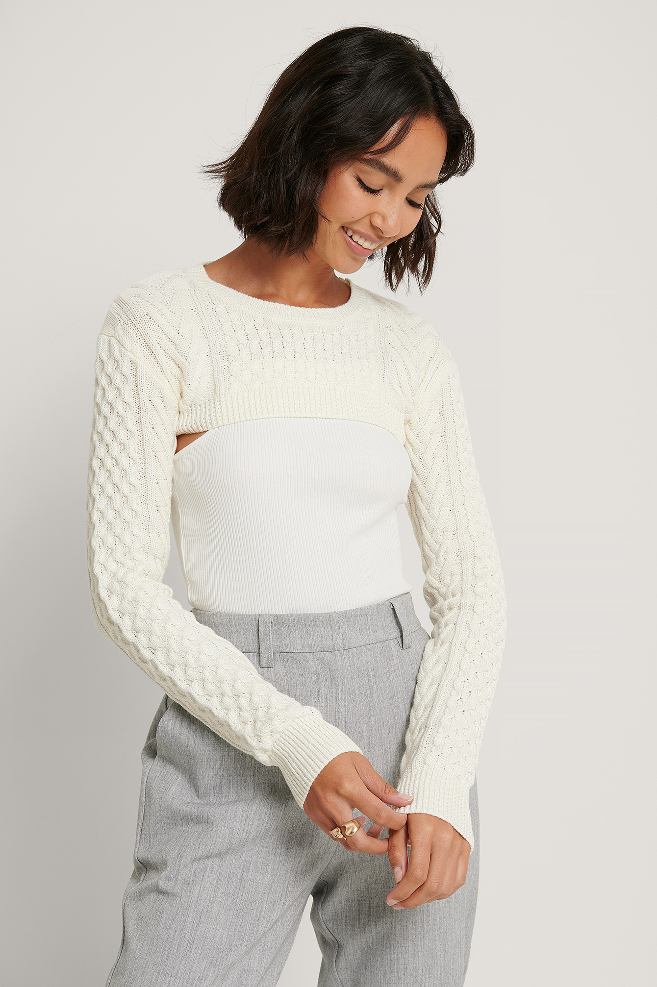 Organic Bolero Knitted Sweater Offwhite