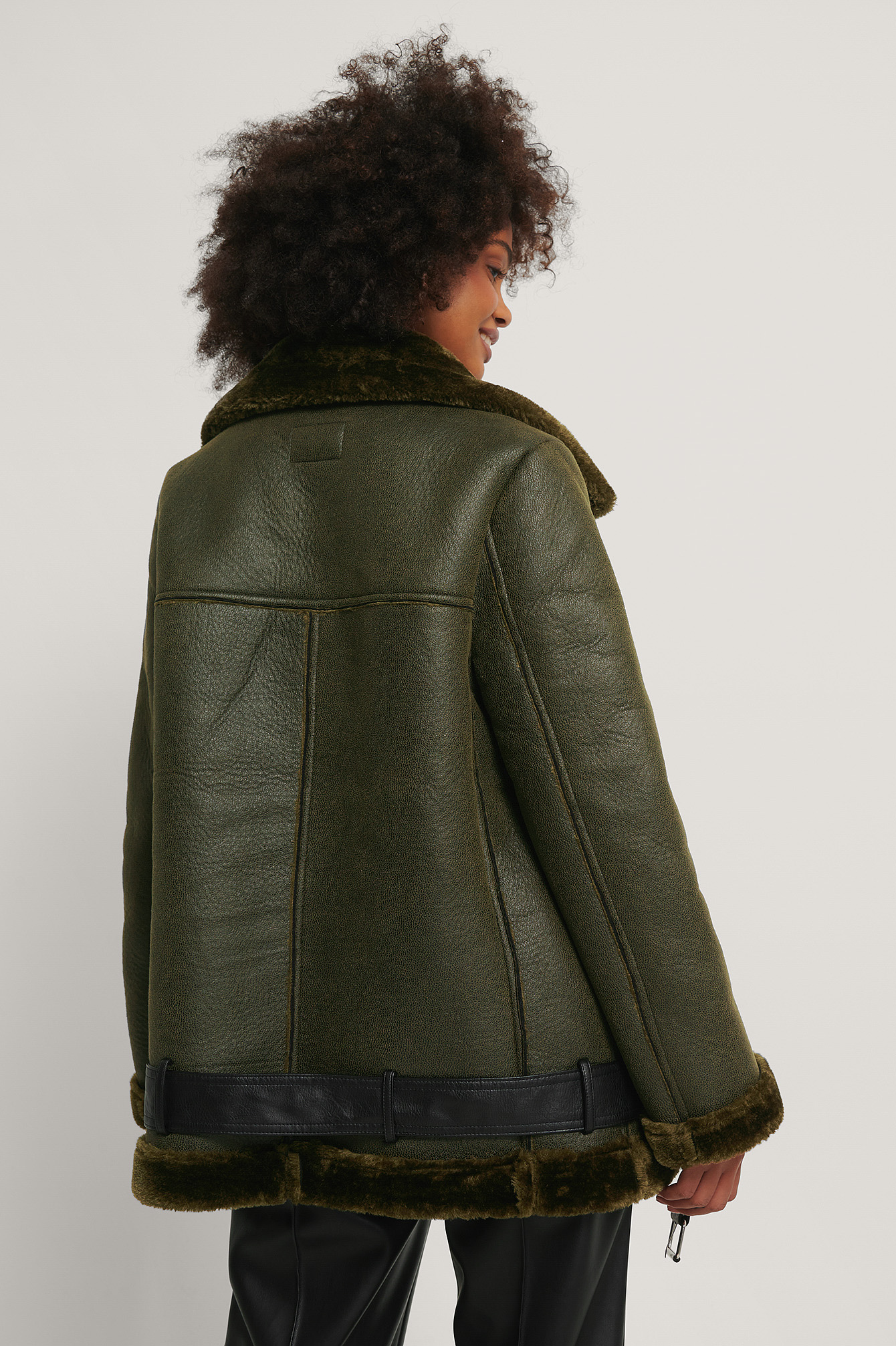 NA-KD Bonded Aviator Jacket Green