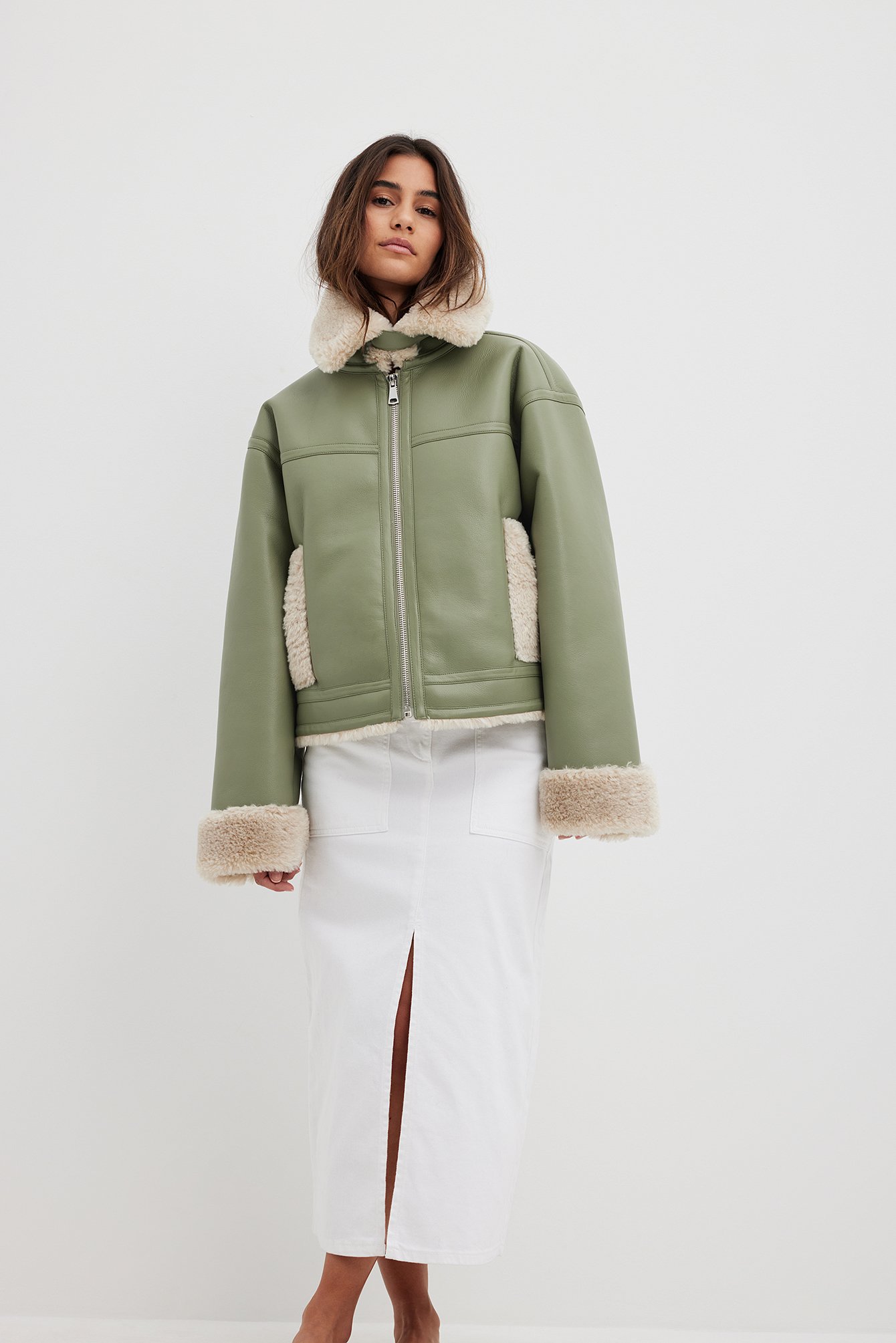 na-kd trend classic bonded jacket - green