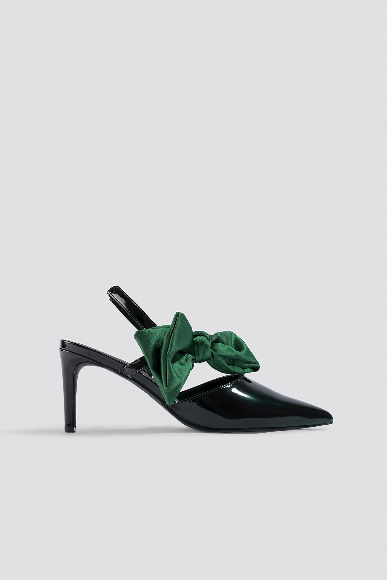 Bow Detail Pointy Heels Black