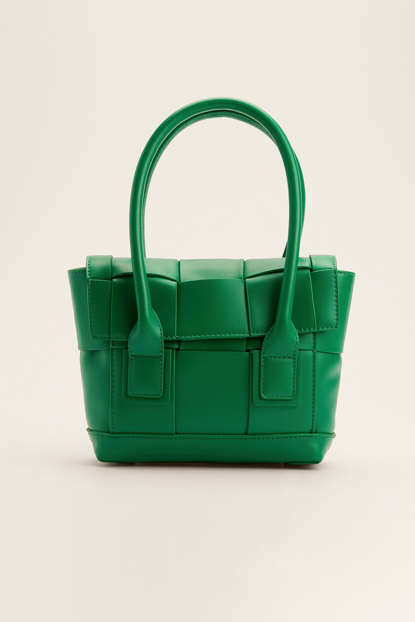 Green Boxy Woven Mini Bag