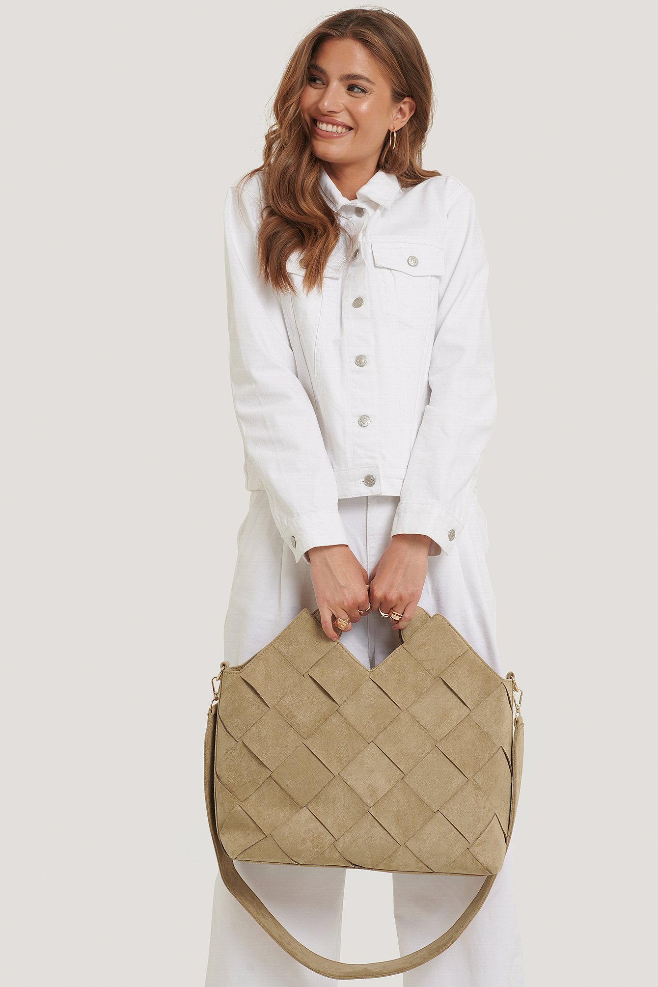 Geflochtener Kunstwildleder-Shopper