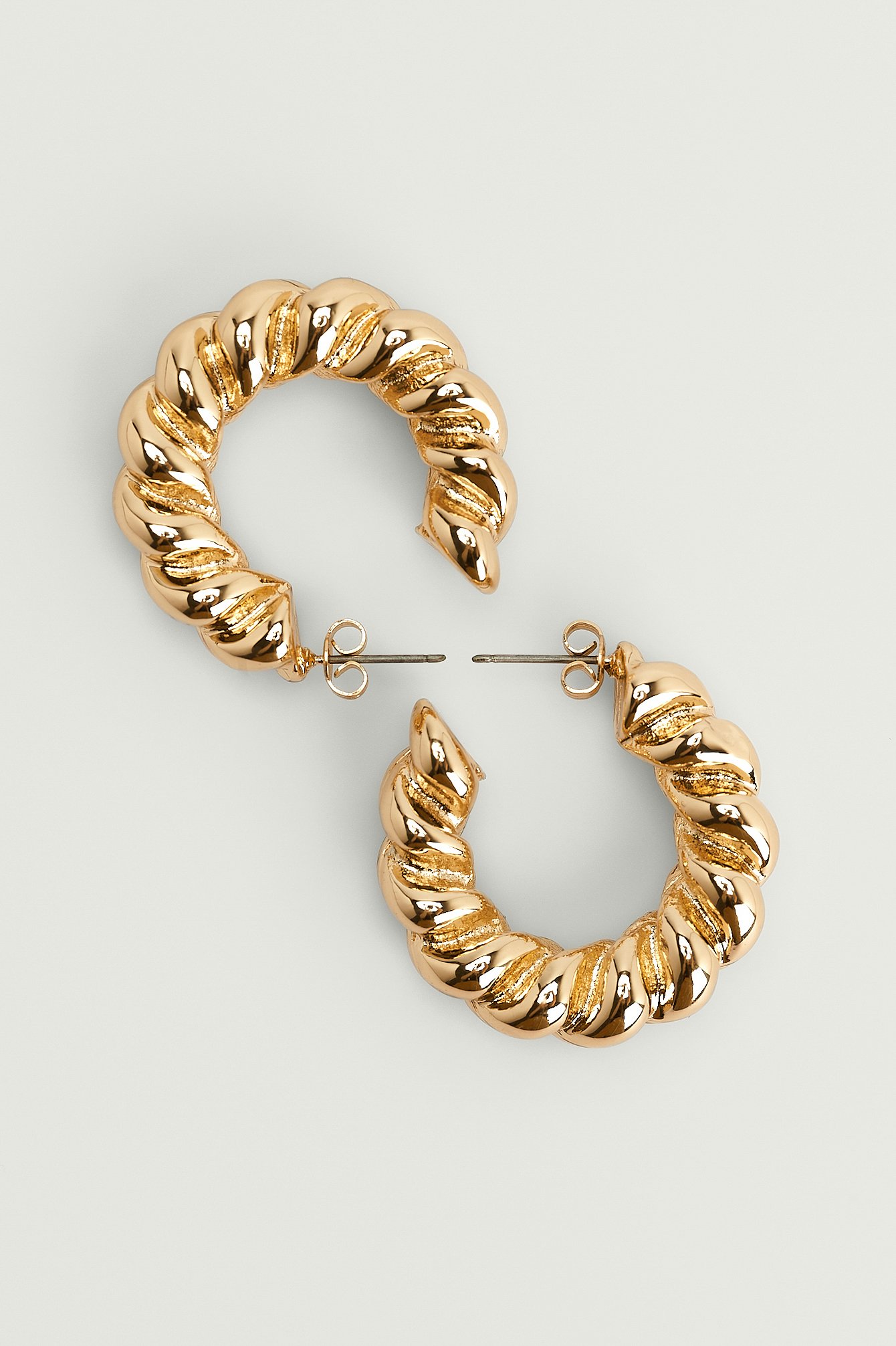 NA-KD Accessories Braided Recycled Hoop Earrings - Gold