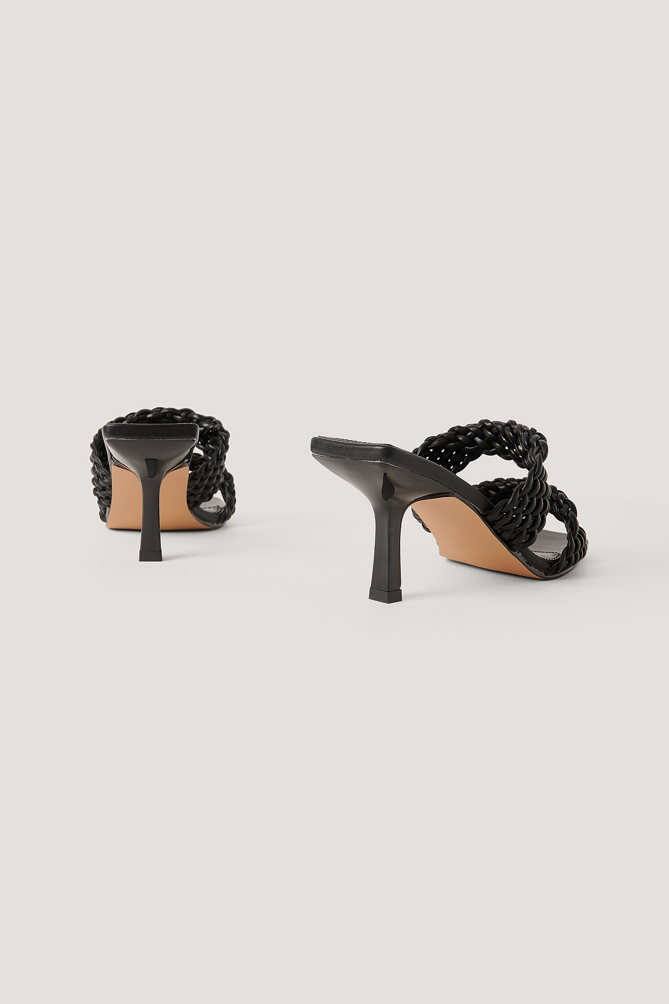 Braided Twisted Strap Sandals Black 