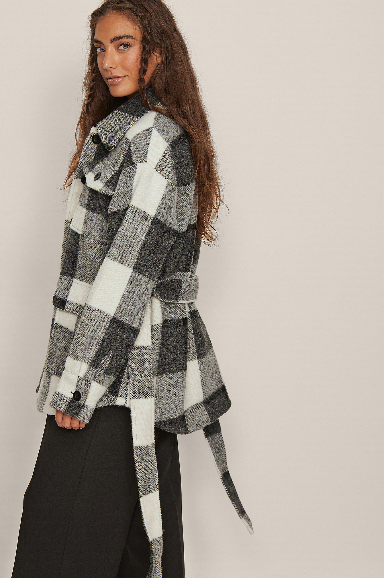 brushed belted jacket