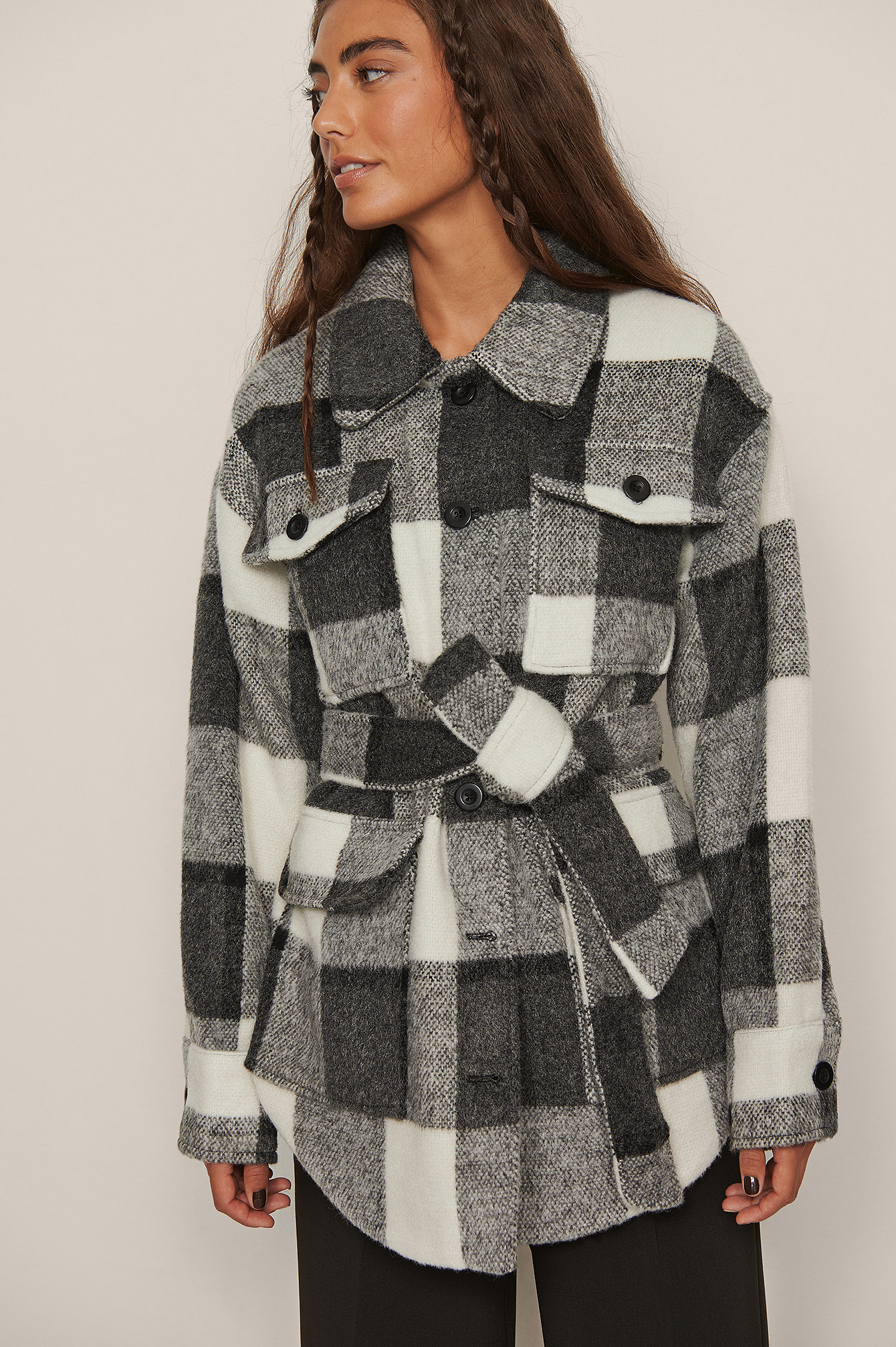 brushed belted jacket