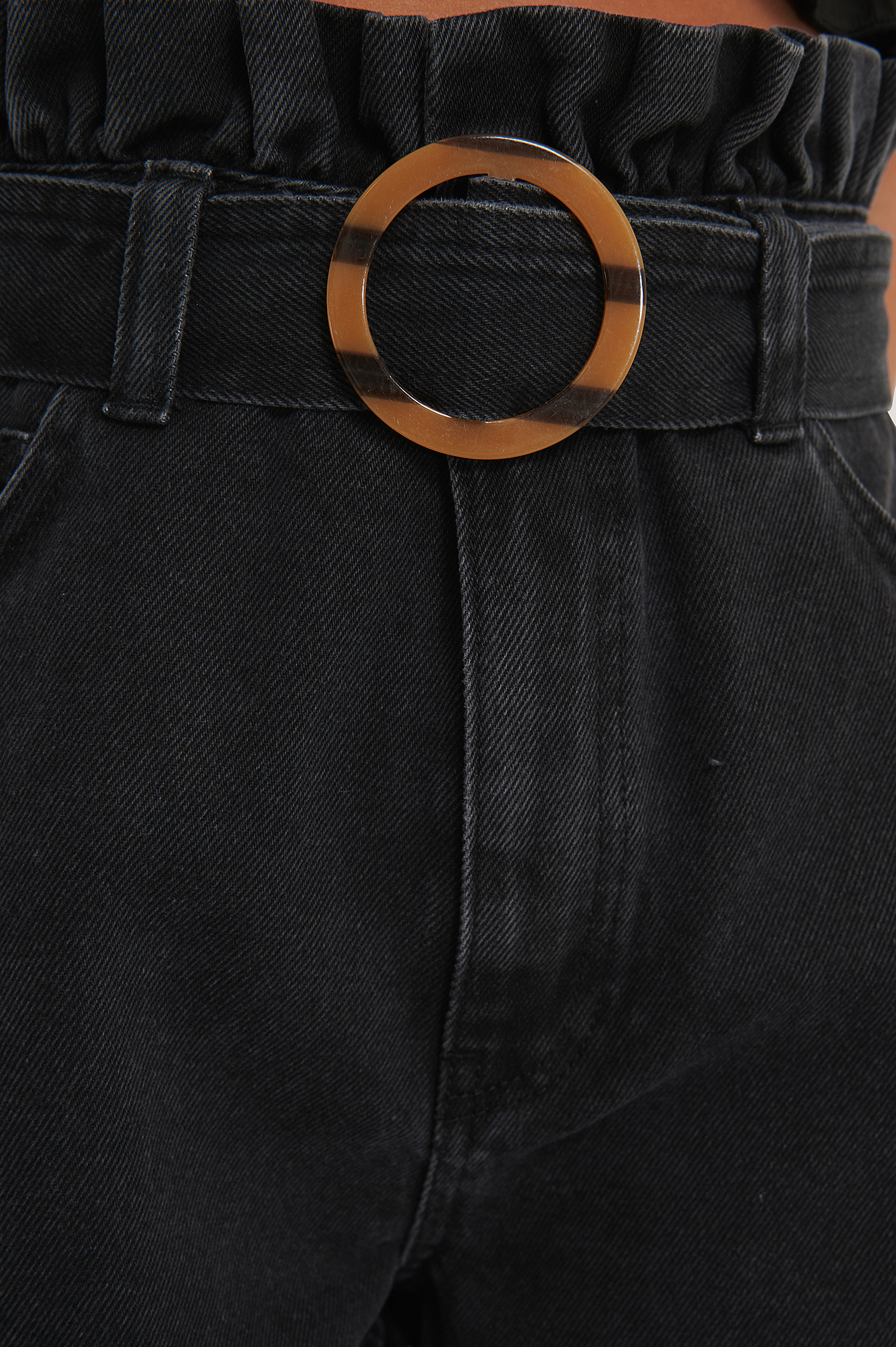 Buckle Belt Denim Shorts Black | na-kd.com