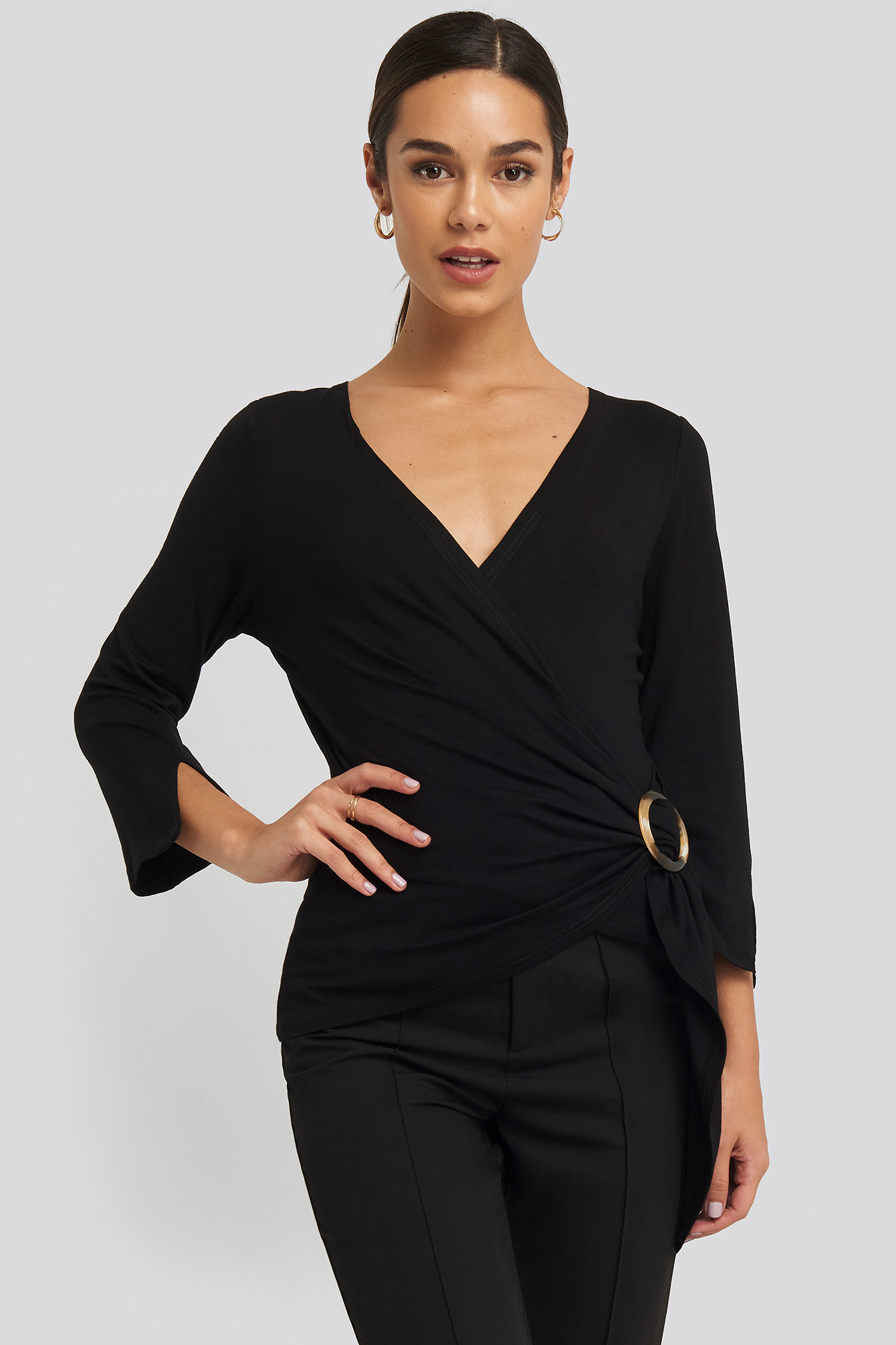 Buckle Detail Jersey Top Black | NA-KD