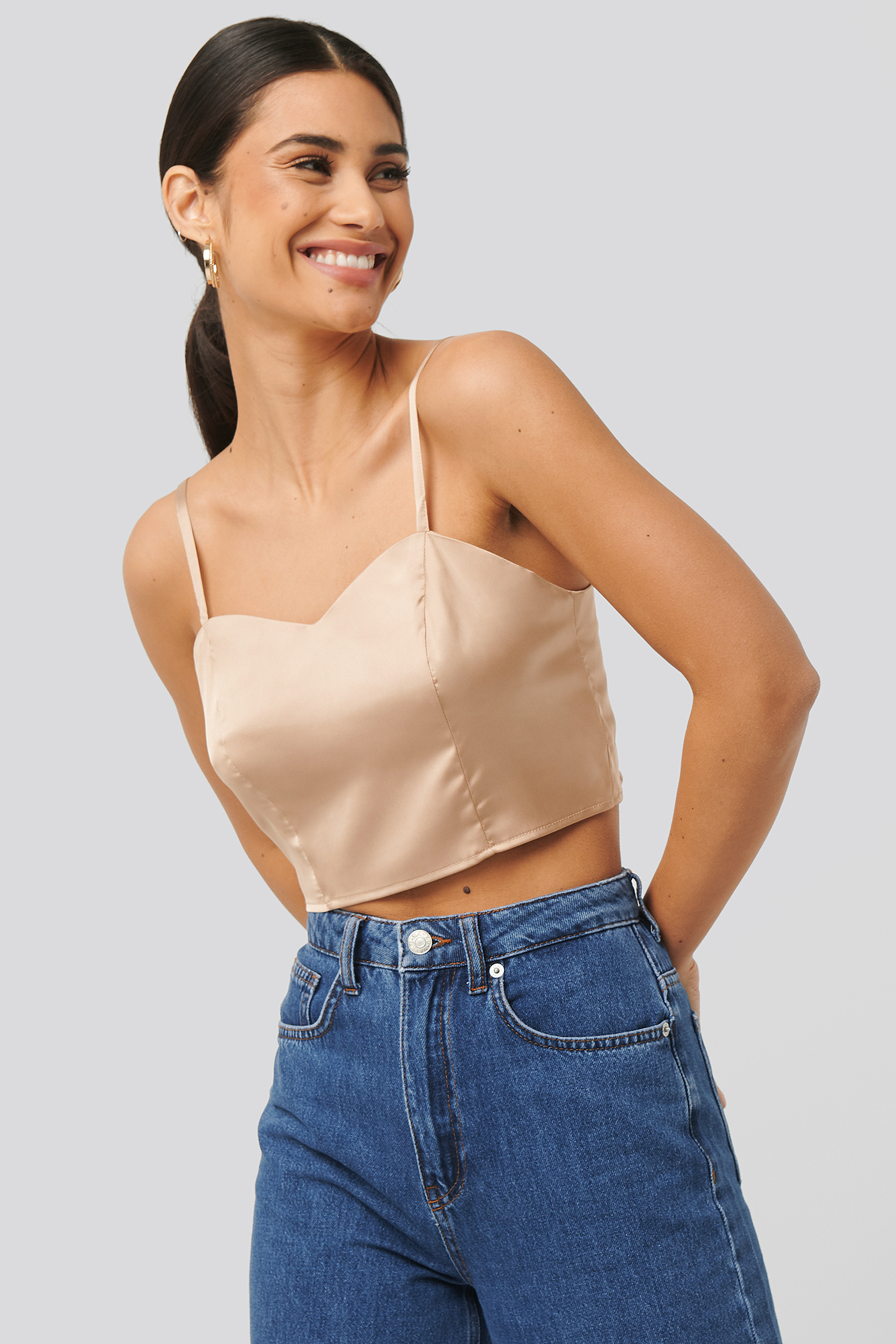 Bust Detail Cropped Top Gold