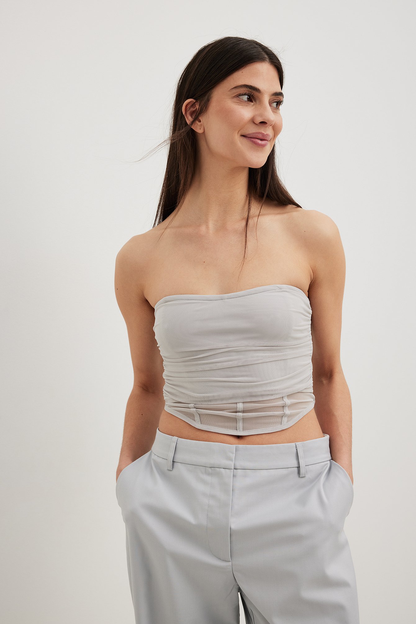 Bustier Mesh Tube Top Grey NAKD