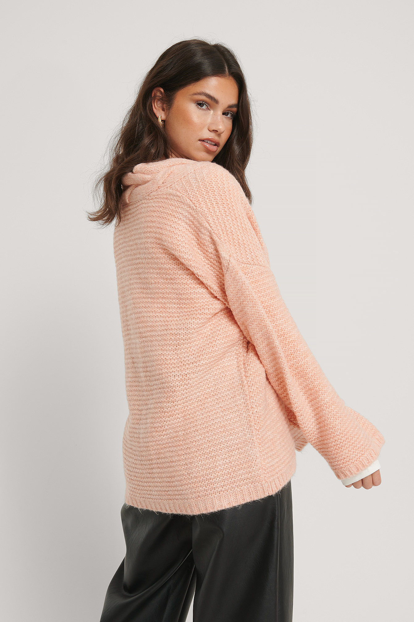Cable Detail Knitted Cardigan Pink