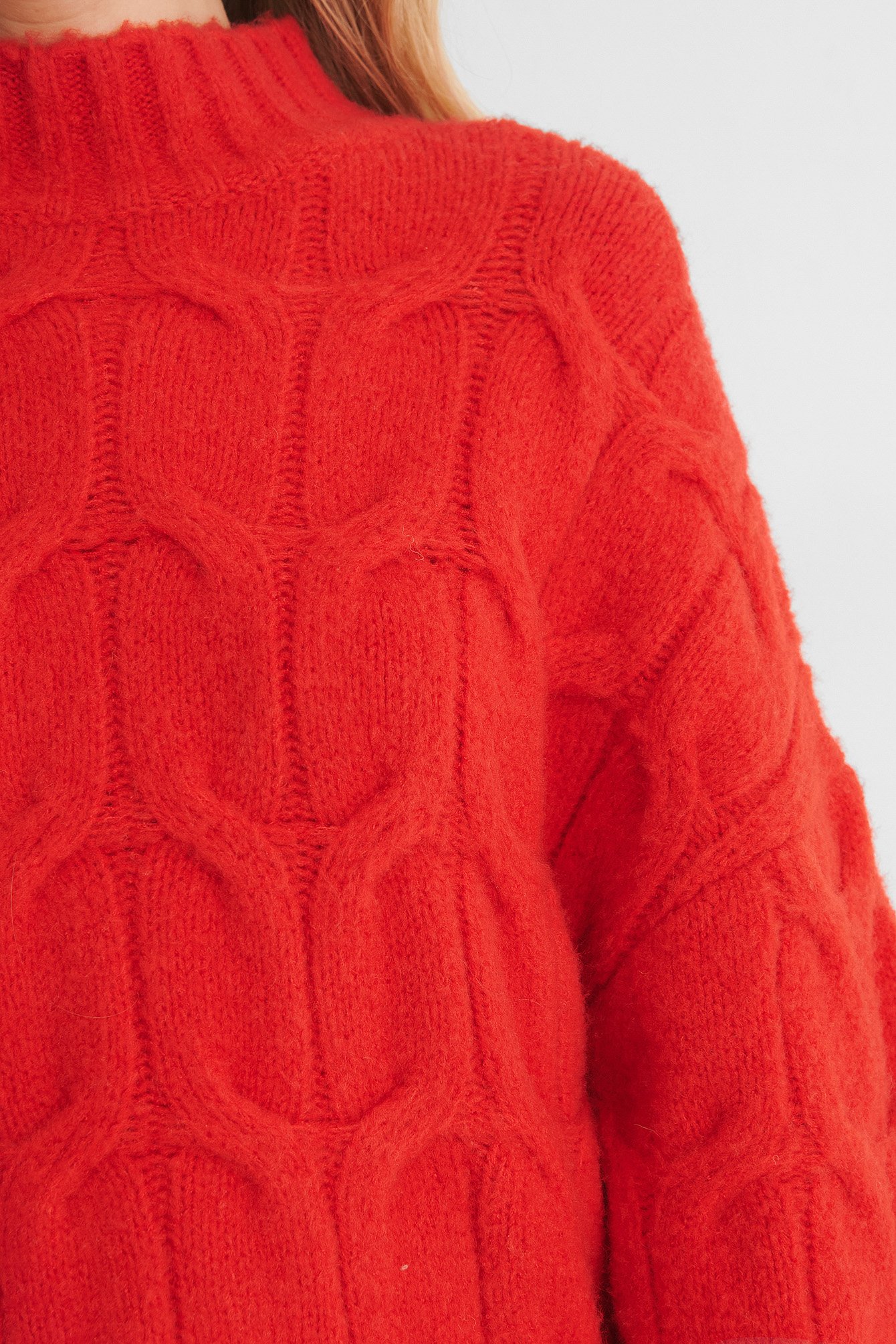 Cable Knit Sweater Red