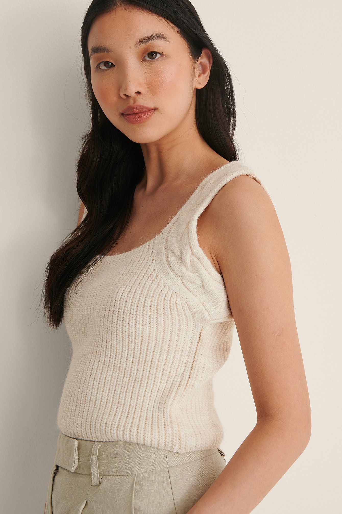 Cream Cable Knitted Singlet
