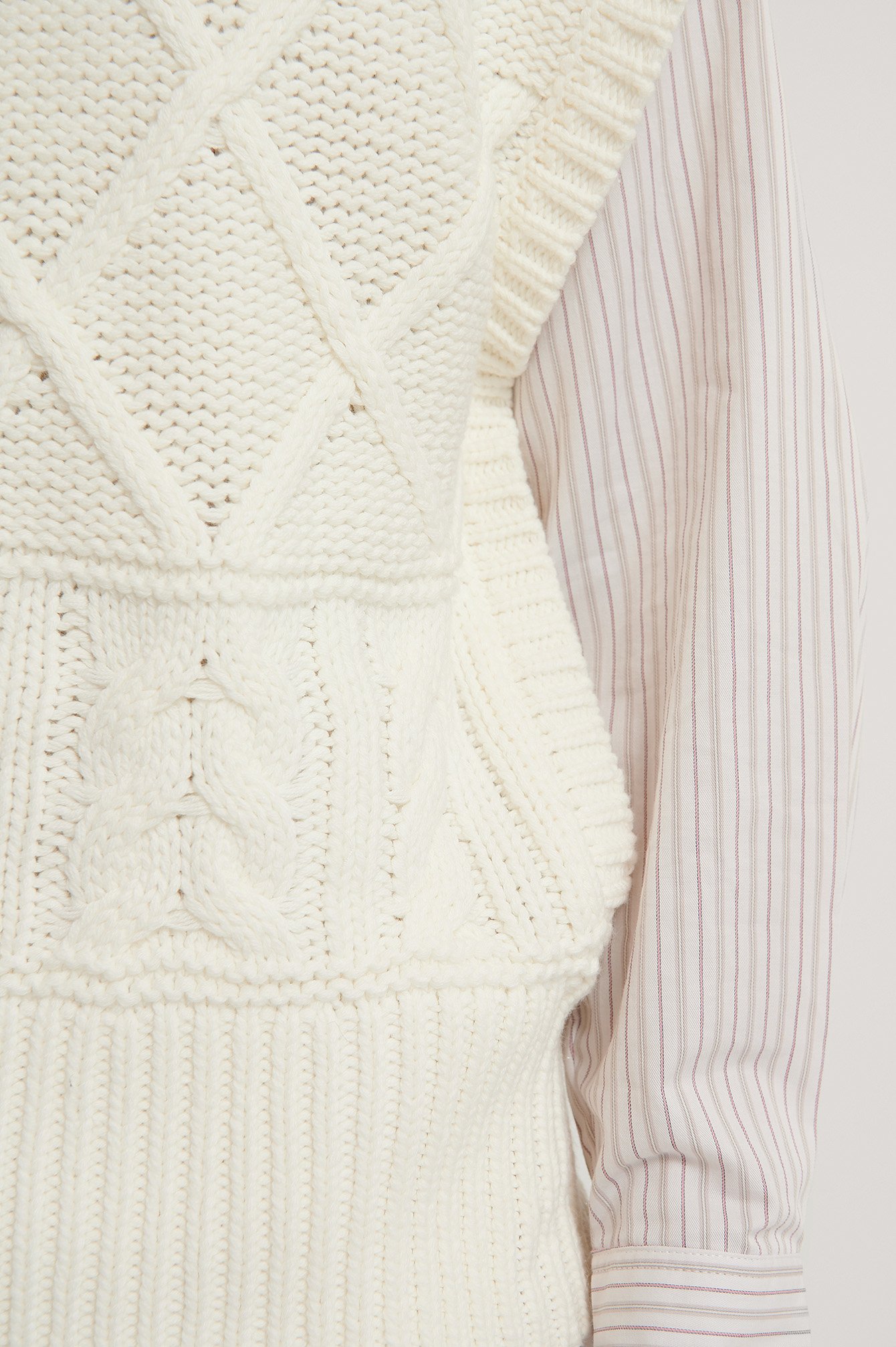 Cable Knitted Vest Offwhite | na-kd.com