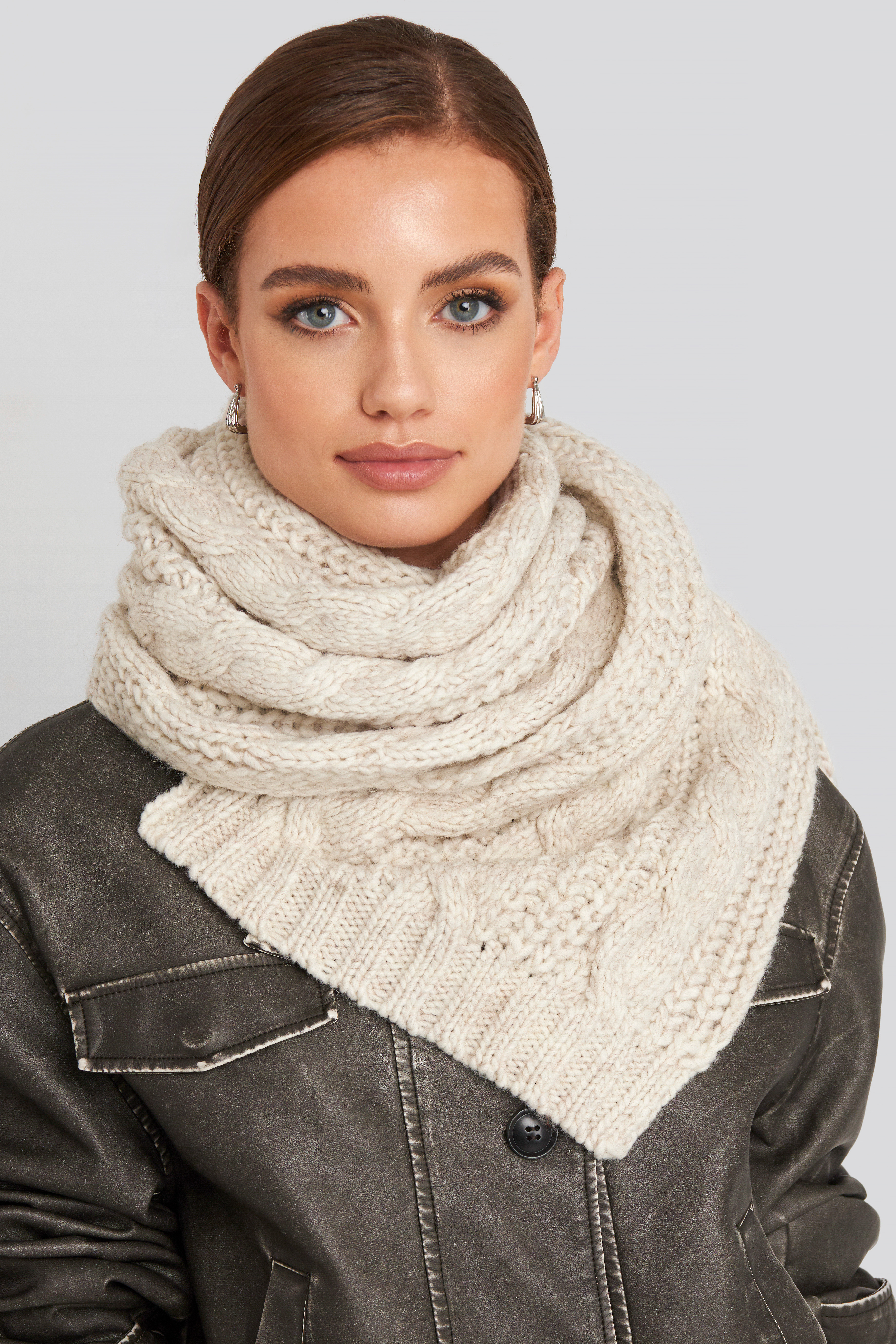 Cableknit Scarf Light Beige