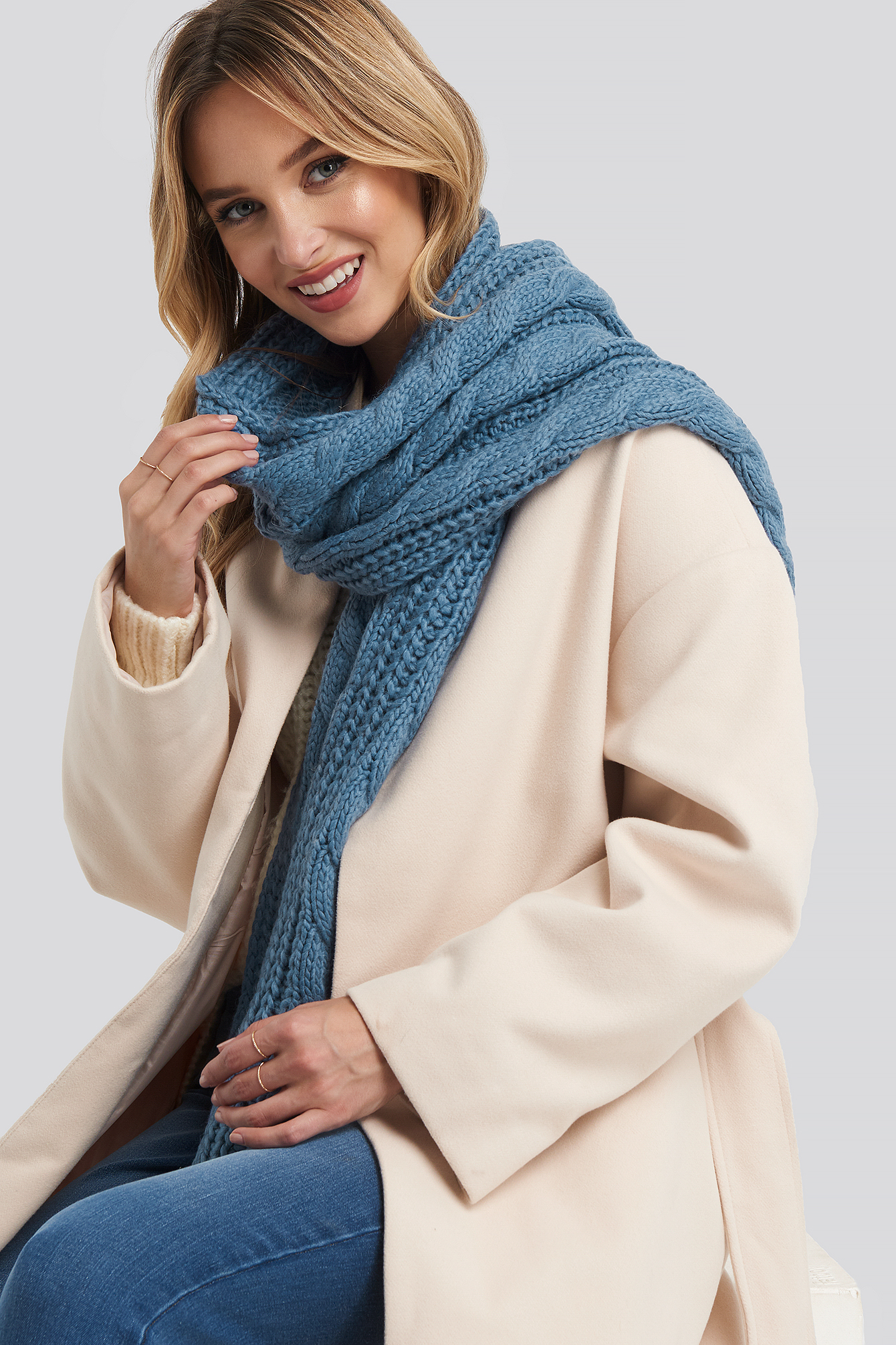 Cableknit Scarf Moonlight blue