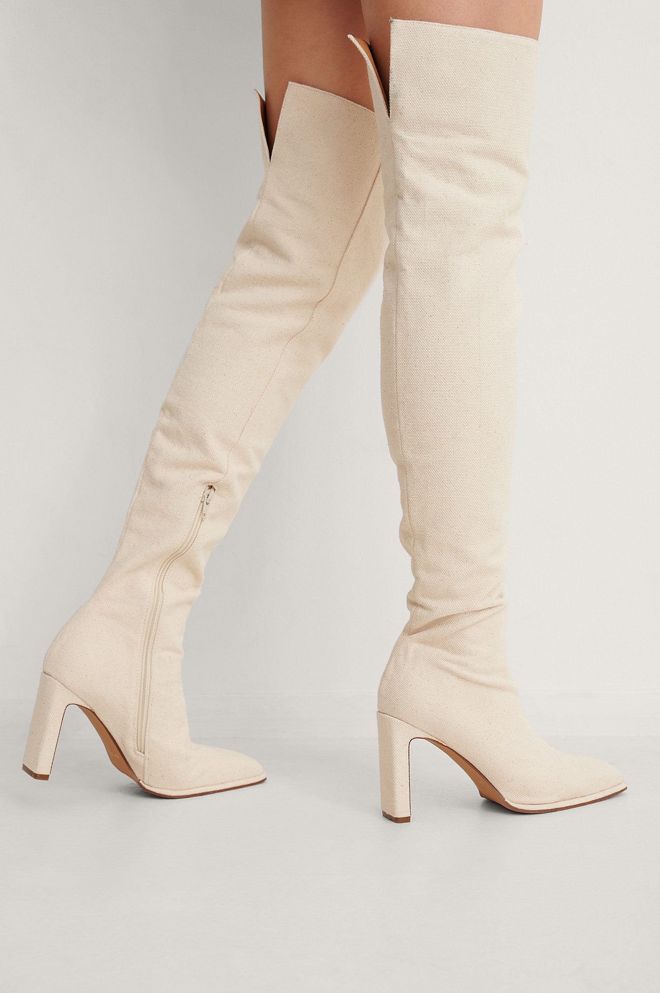 canvas heeled boots