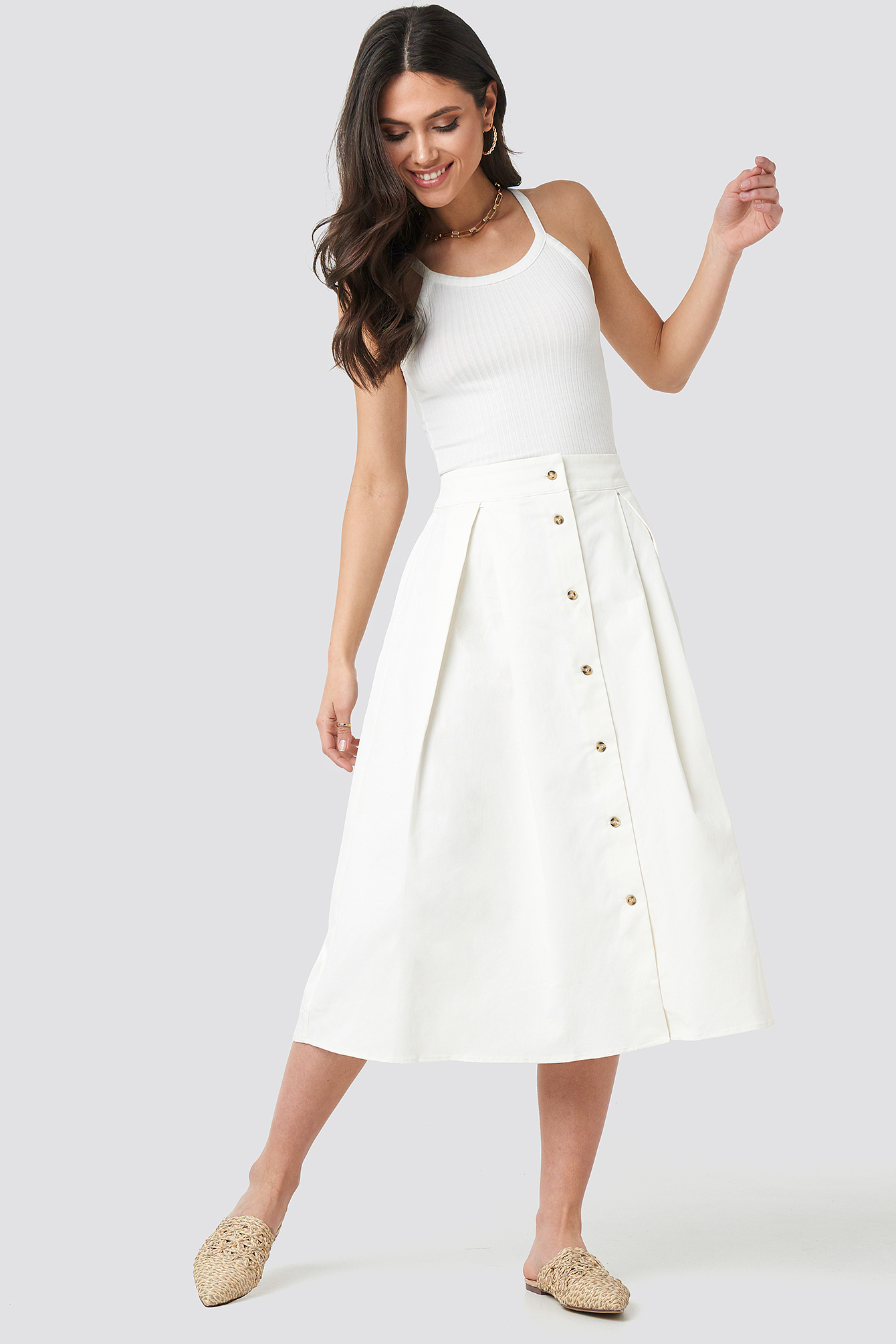 Cargo A-line Ankle Skirt Offwhite