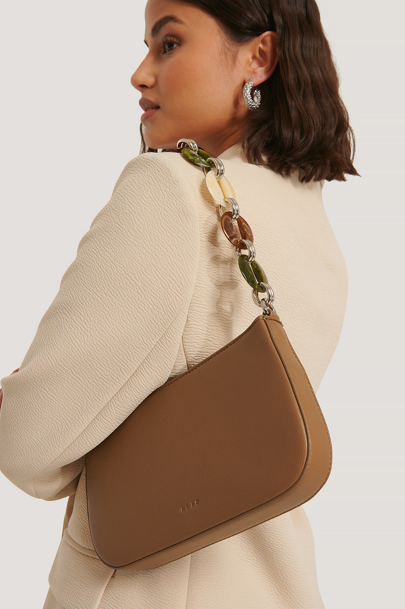 Chain Detail Baguette Bag Brown Na Kd Com