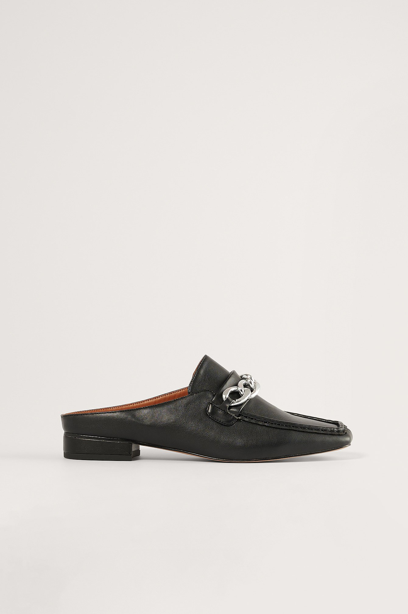 Black Chain Detail Slip In Loafers