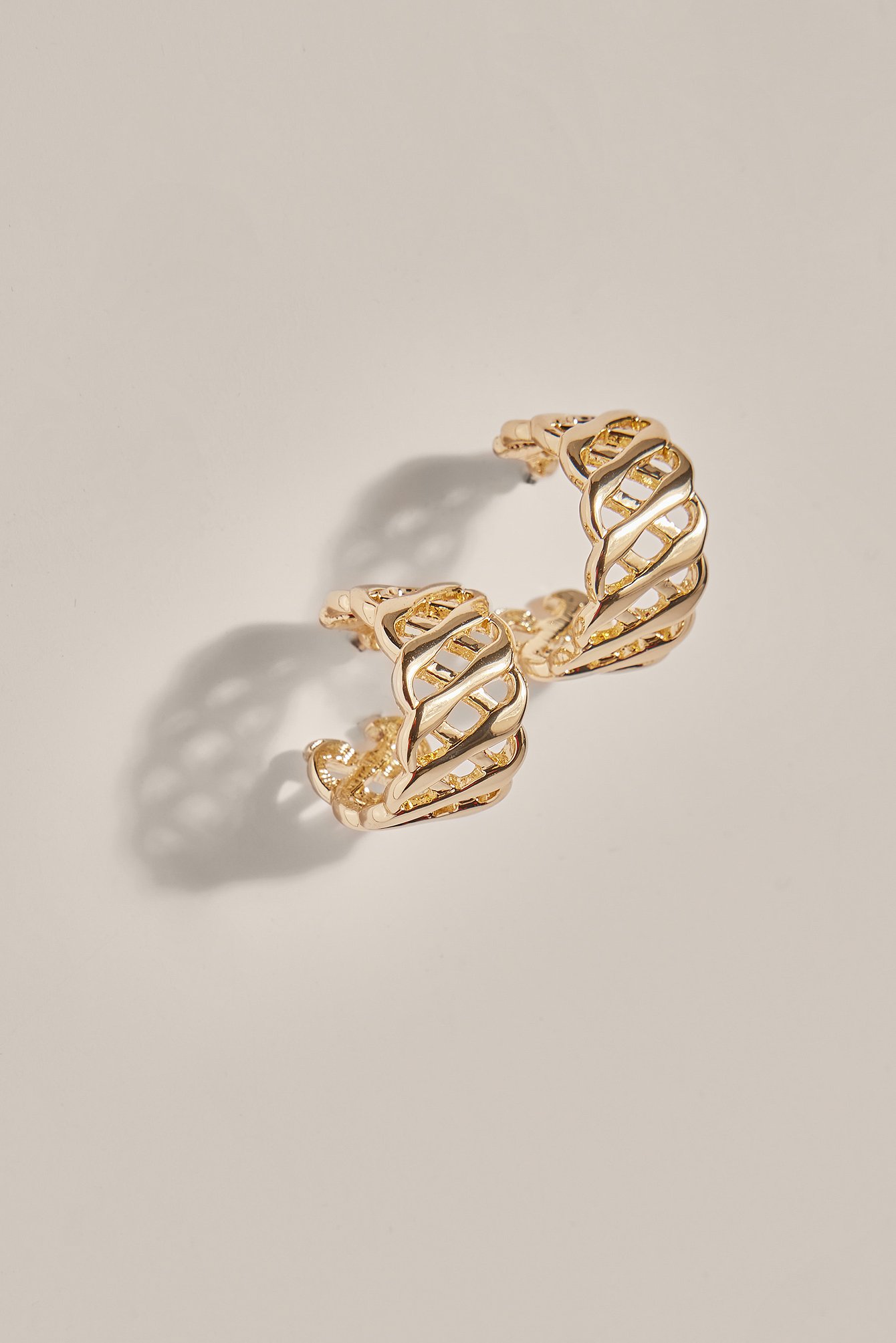 Gold Recycled Wide Chain Hoop Earrings