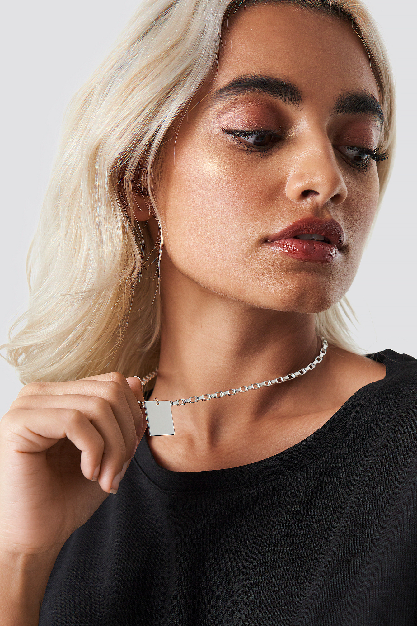 Chain Plate Necklace Silver