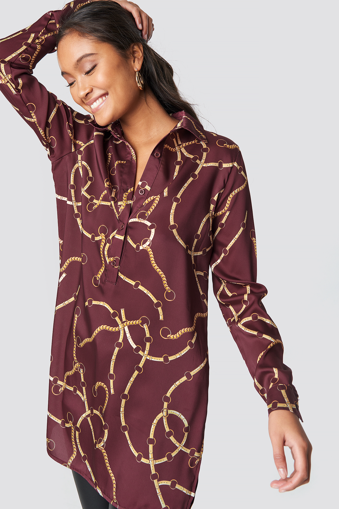 Chain Print Tunic Red