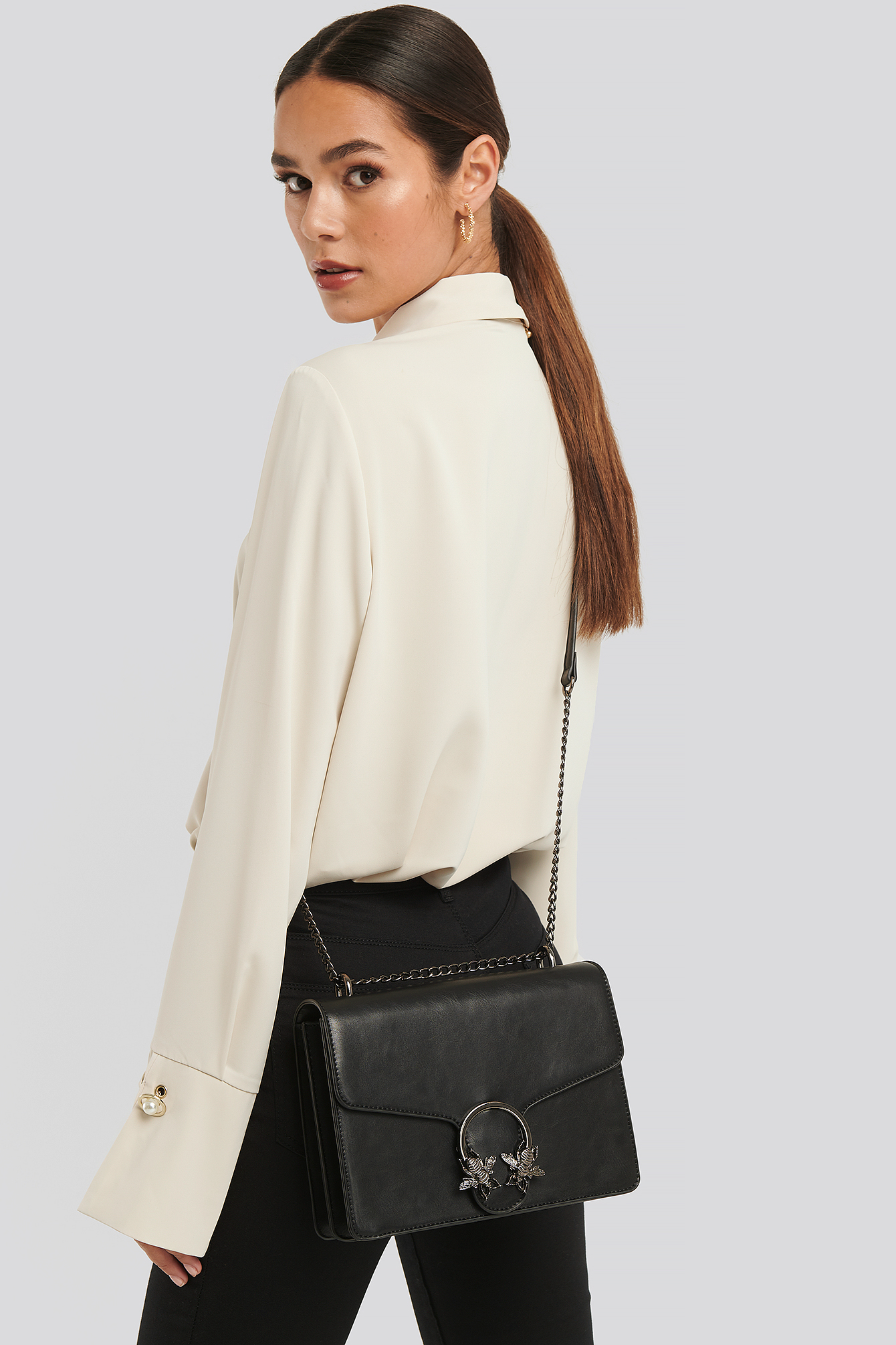 Chain Strap Flap Bag Black