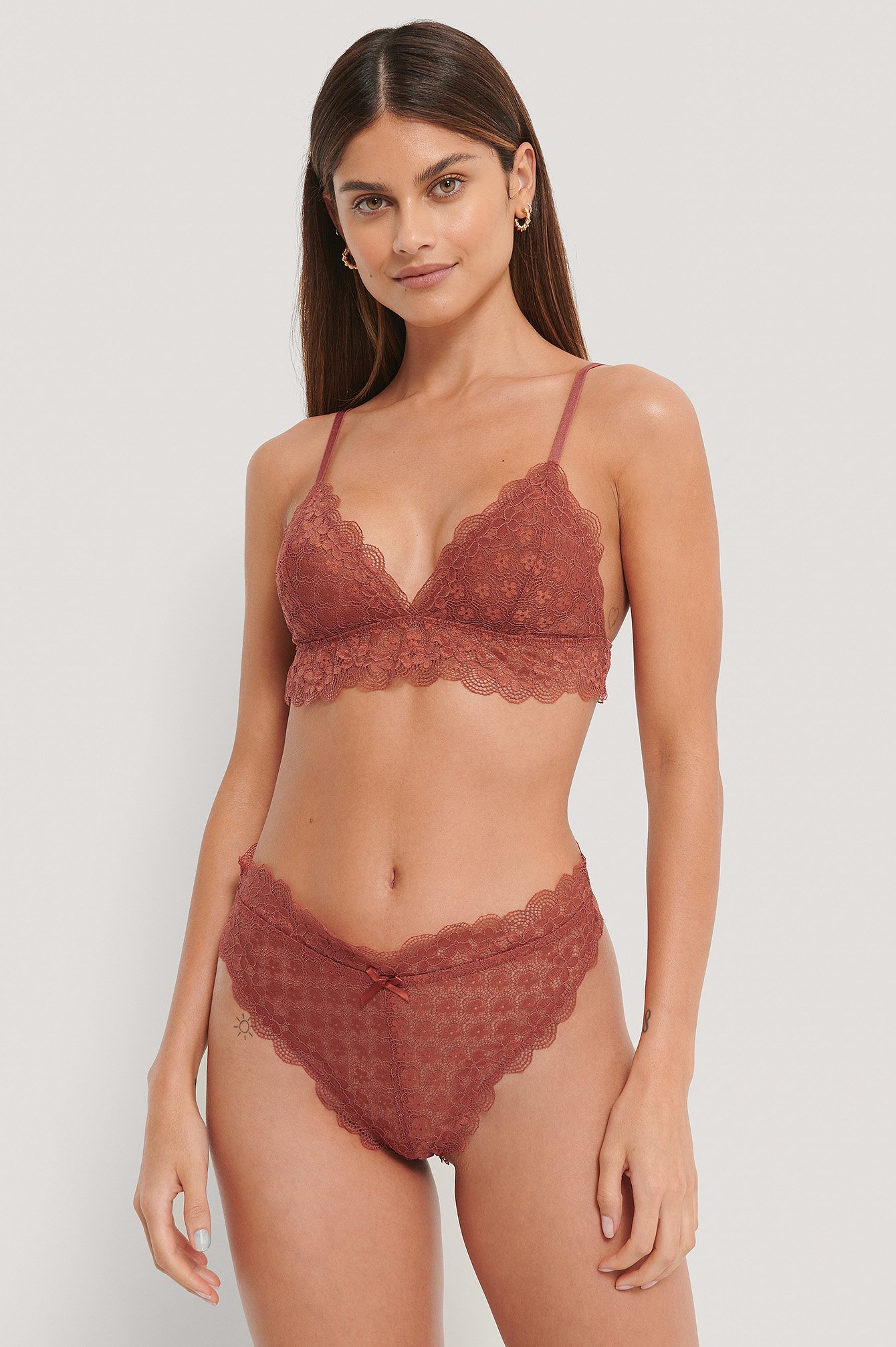 Dusty Red Chantilly Lace Cheeky Panty