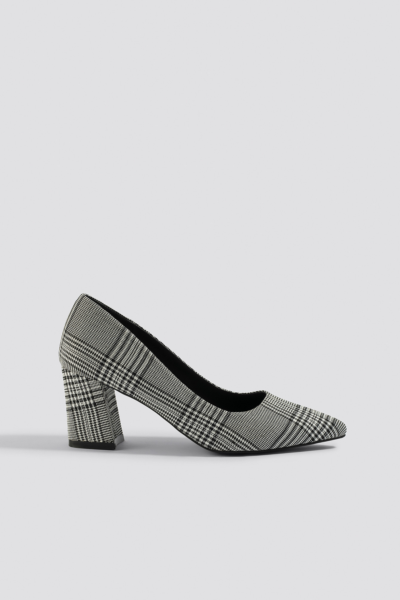 NA-KD Shoes Checked Block Heel Pumps - Grey,Multicolor