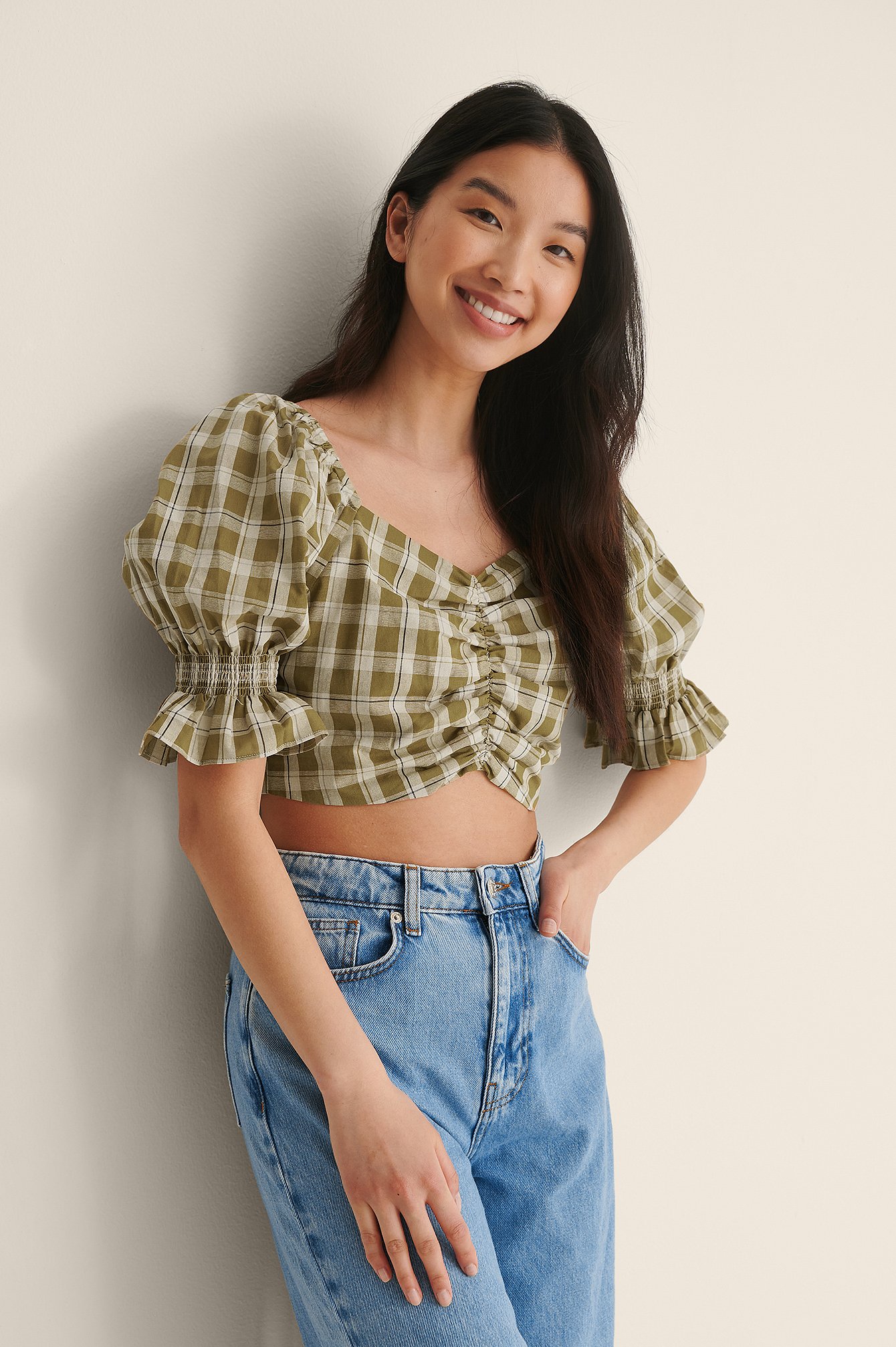 Check Checked Cropped Top