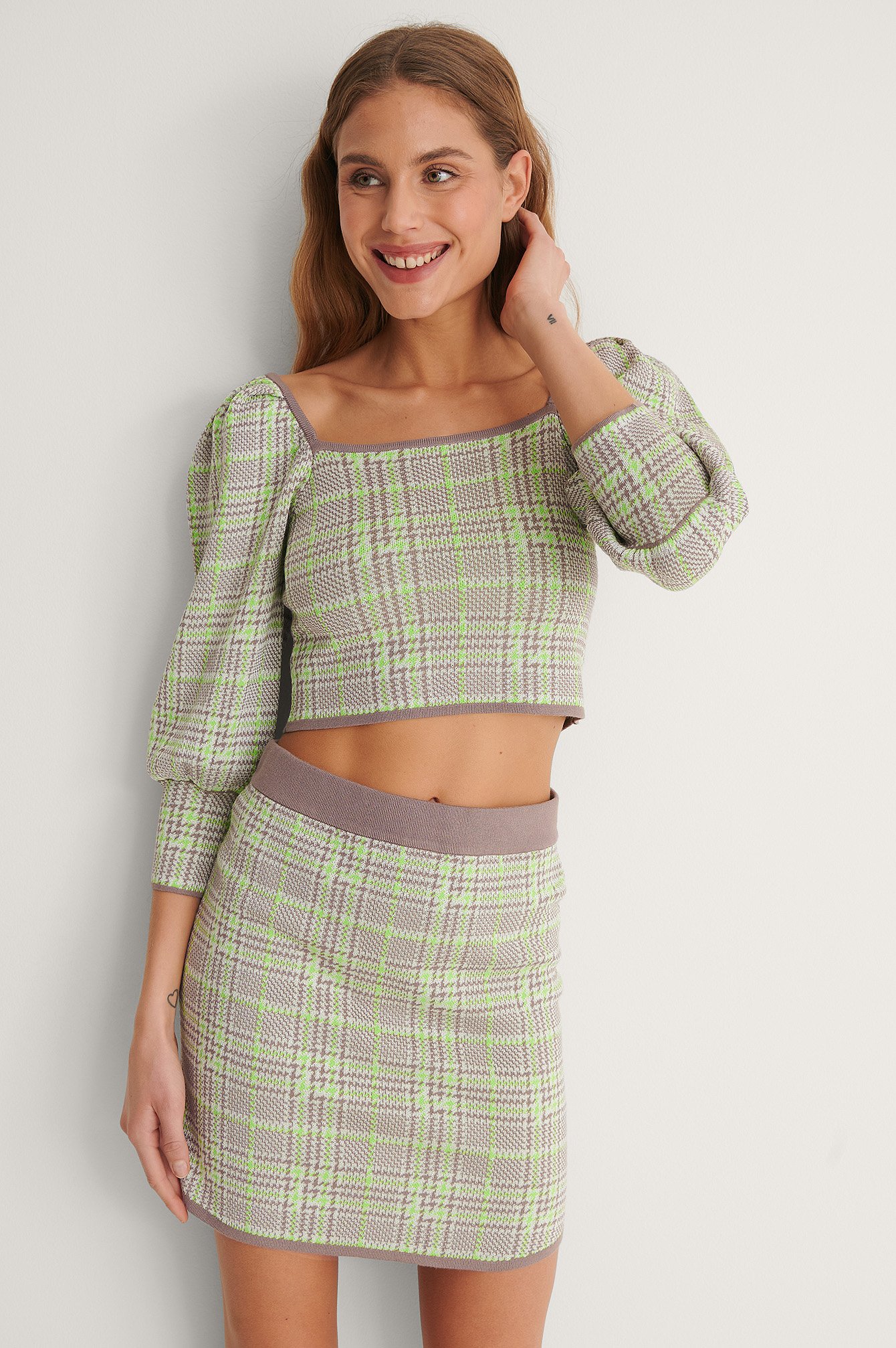 Checked Checked Knitted Mini Skirt