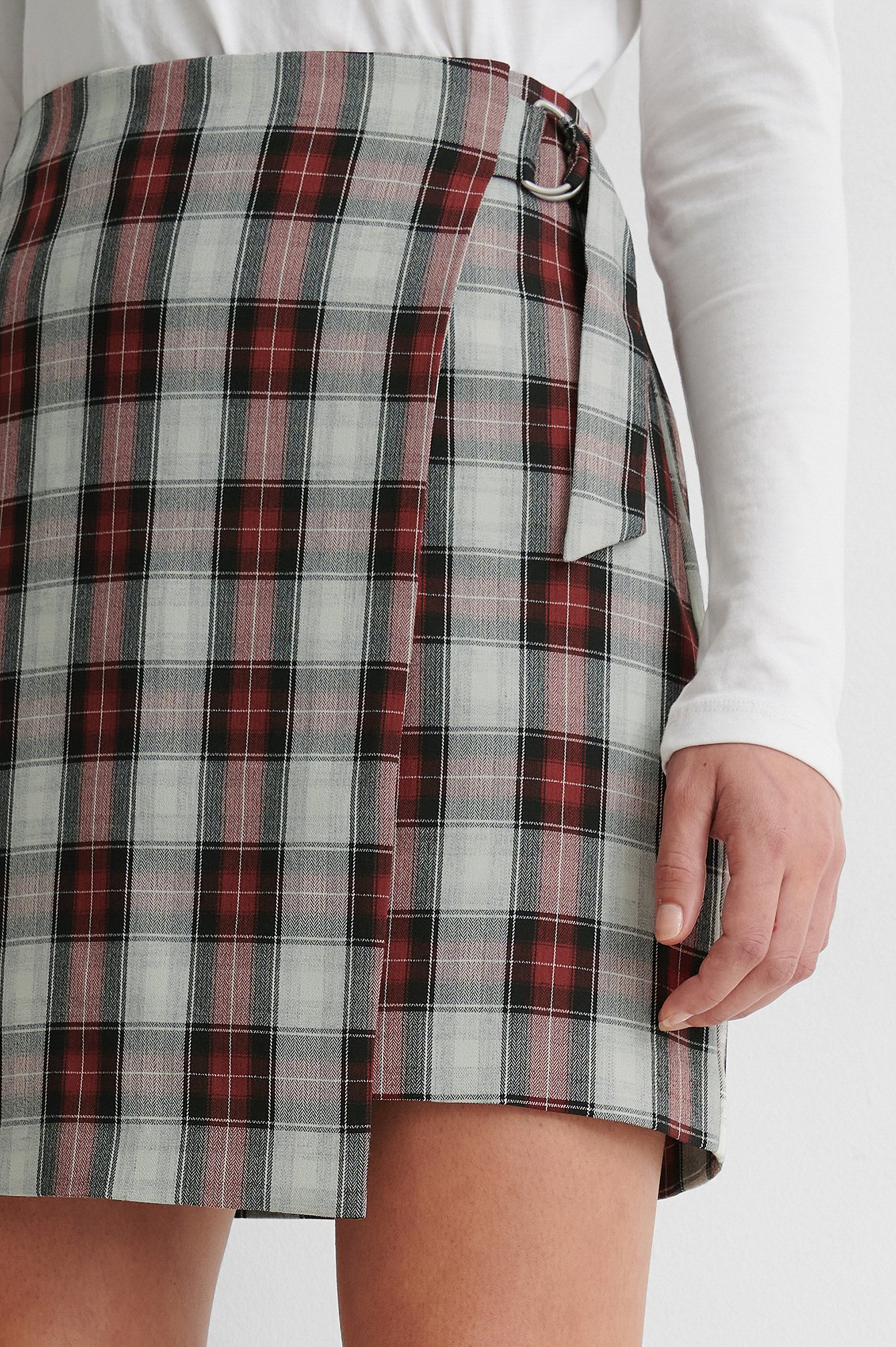 Checked Overlap Skirt Checkered | na-kd.com
