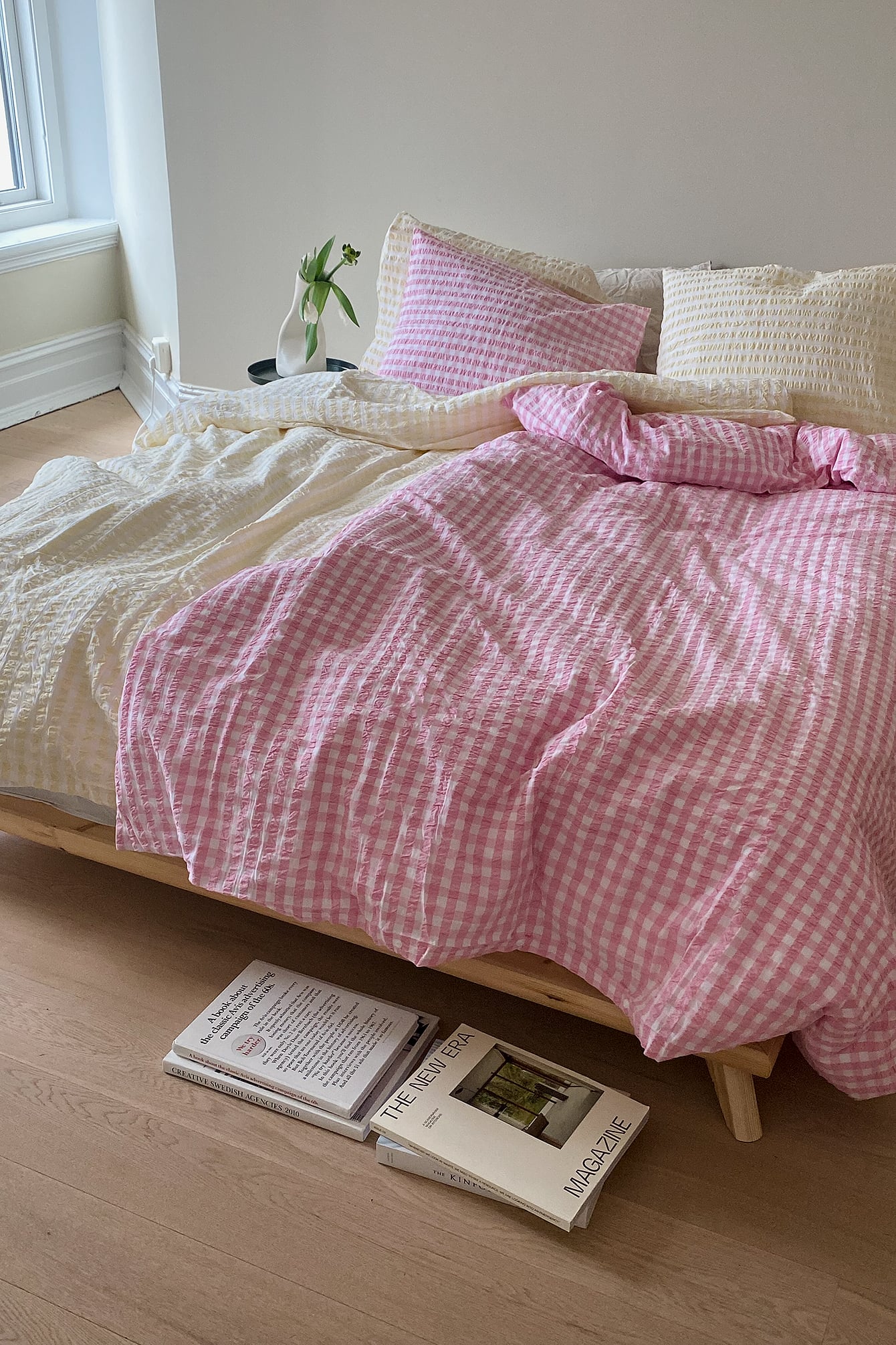 Checked Seersucker Pillowcase Yellow 