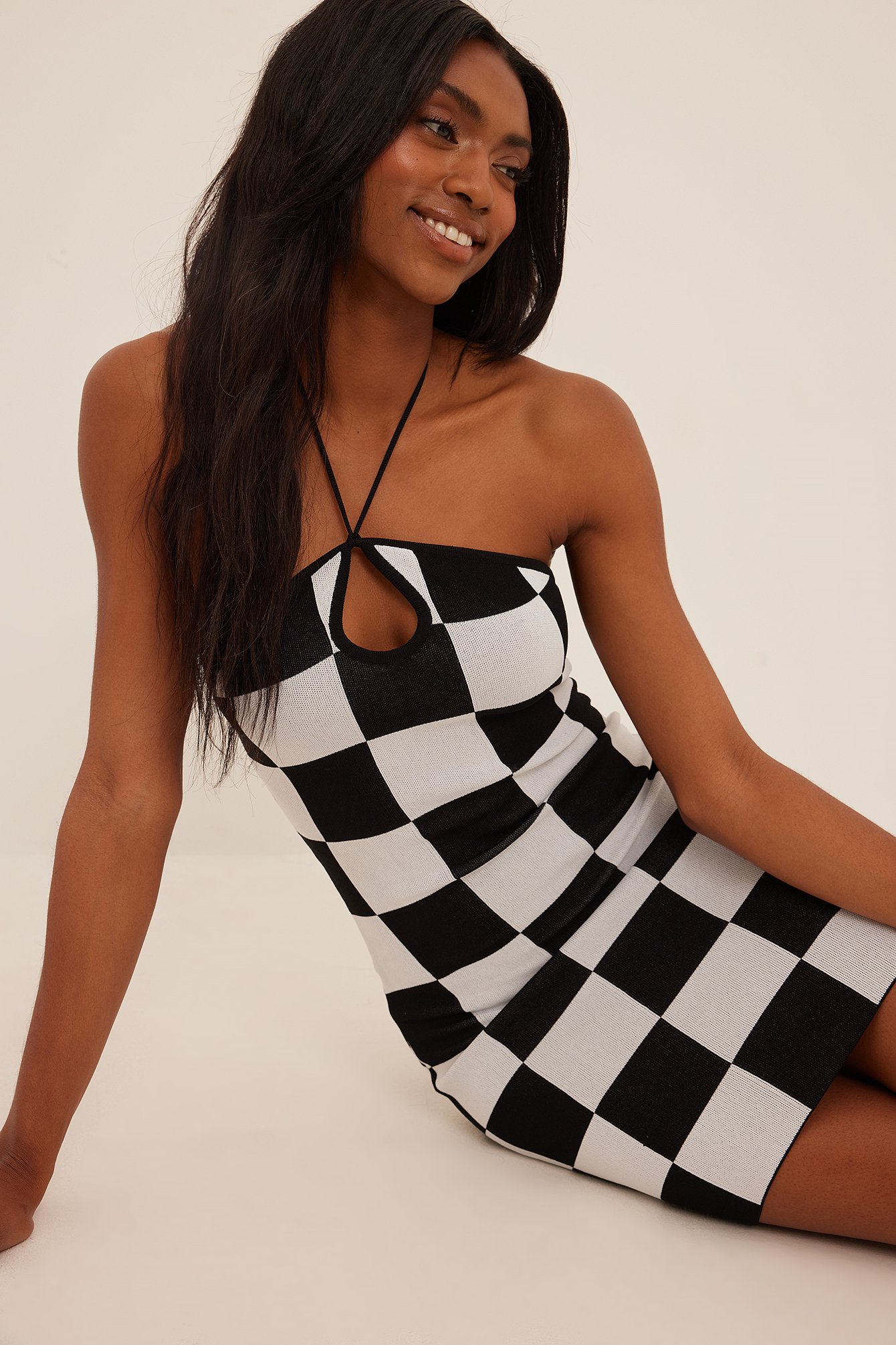 Na-Kd Checkered Mini Tube Dress - Checkered