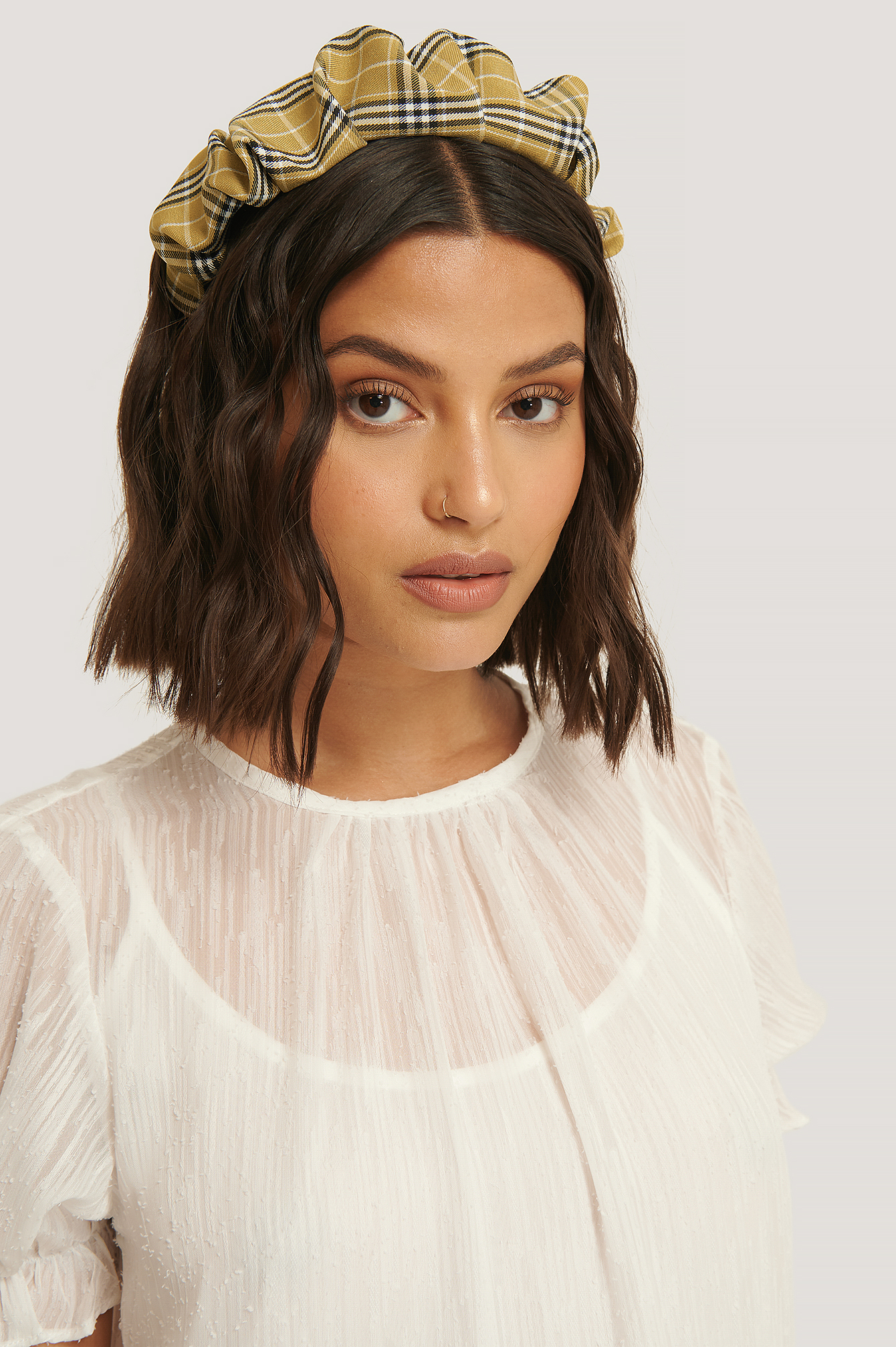 Checkered Ruffled Hair Hoop Multicolor | NA-KD