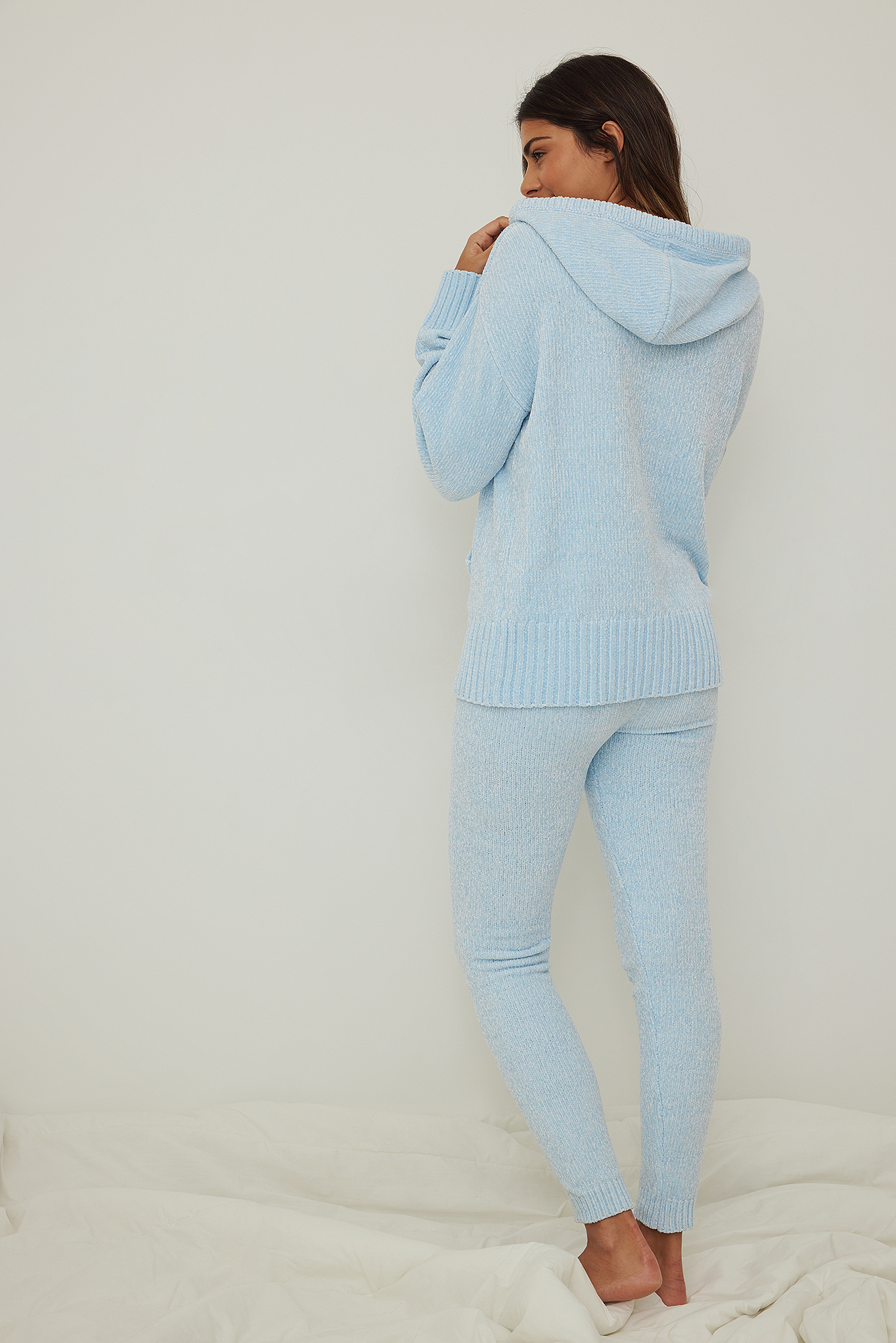 Chenille Knitted Leggings Blue | na-kd.com
