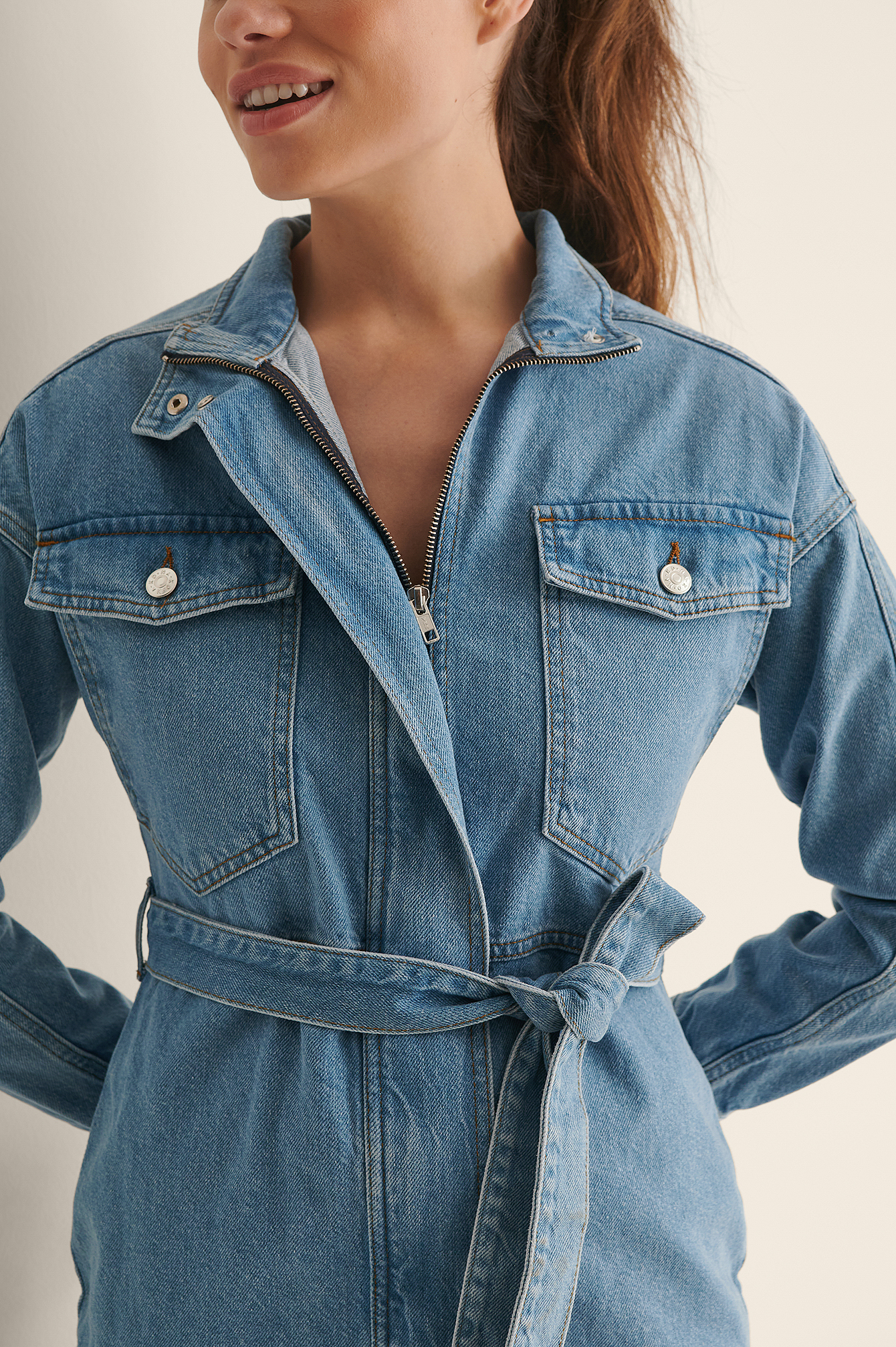 Organic Chest Pocket Denim Dress Blue