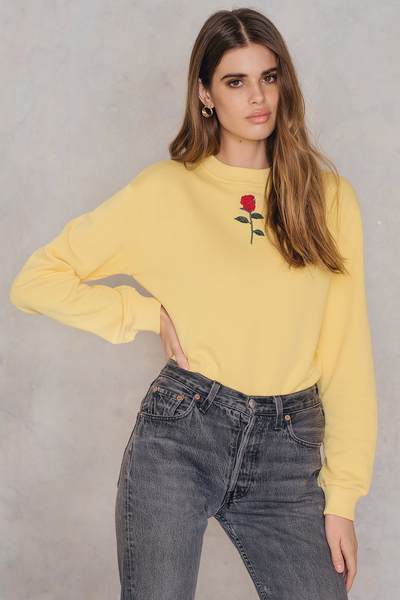 Chest Rose Embroidery Sweater Gul NAKD