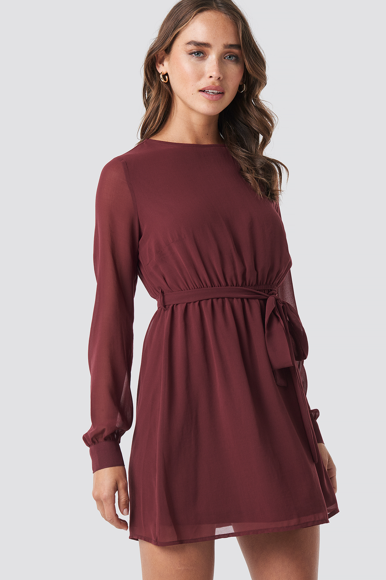 Chiffon Dress Dark Red